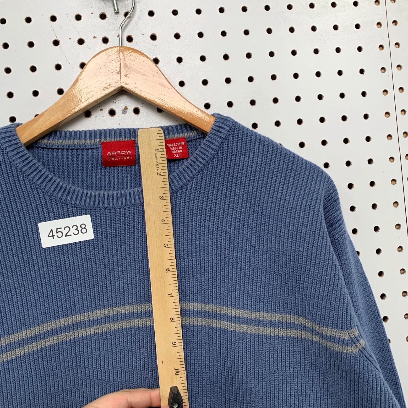Arrow VINTAGE Arrow Knit Sweater Mens XL Tall XLT Blue Striped Rib Y2K Dad Size US XL / EU 56 / 4 - 6 Thumbnail