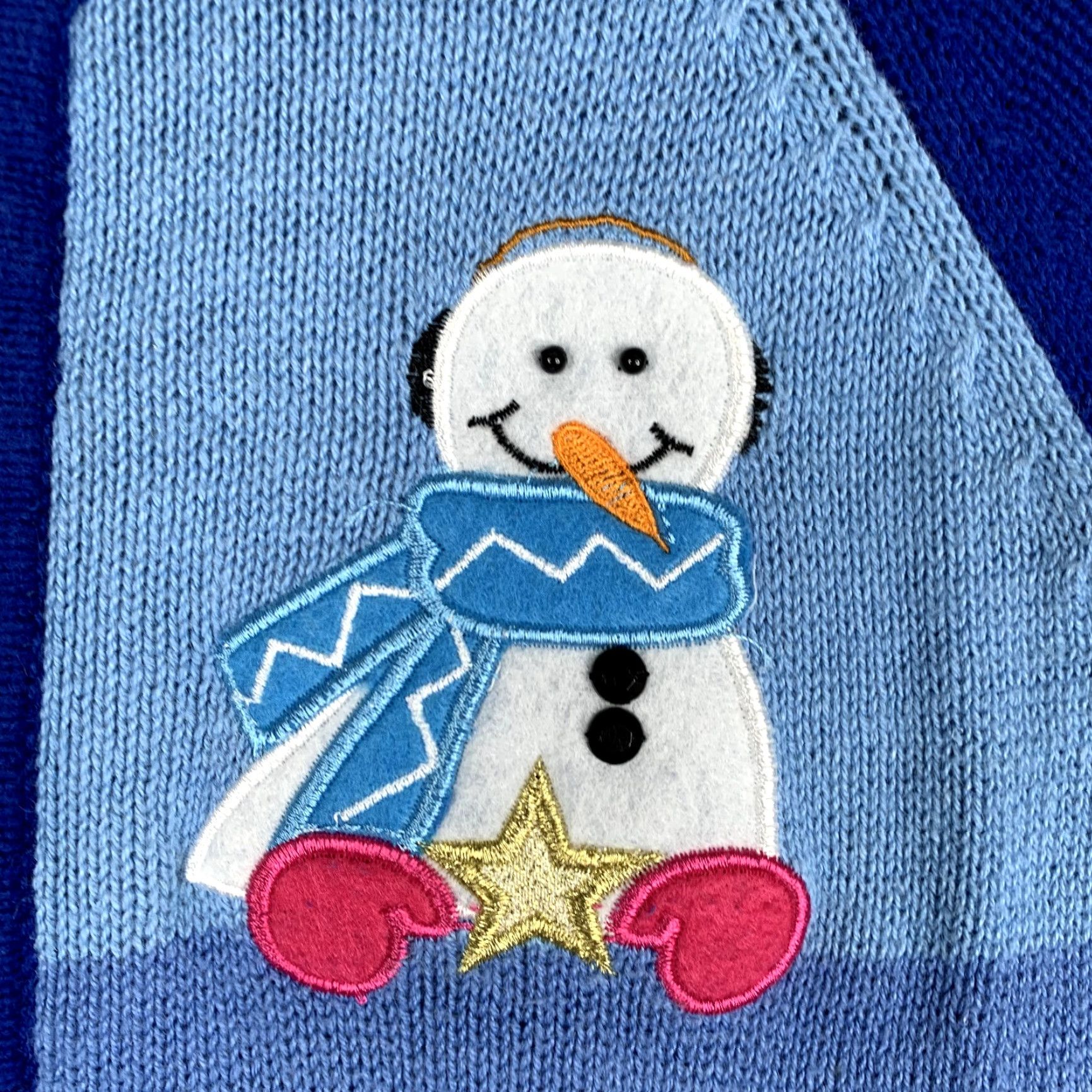 Vintage Tiara International Christmas Sweater Womens XL Blue Snowman Winter Wonderland Full Zip Knit Maternity? Size XL / US 12-14 / IT 48-50 - 2 Thumbnail