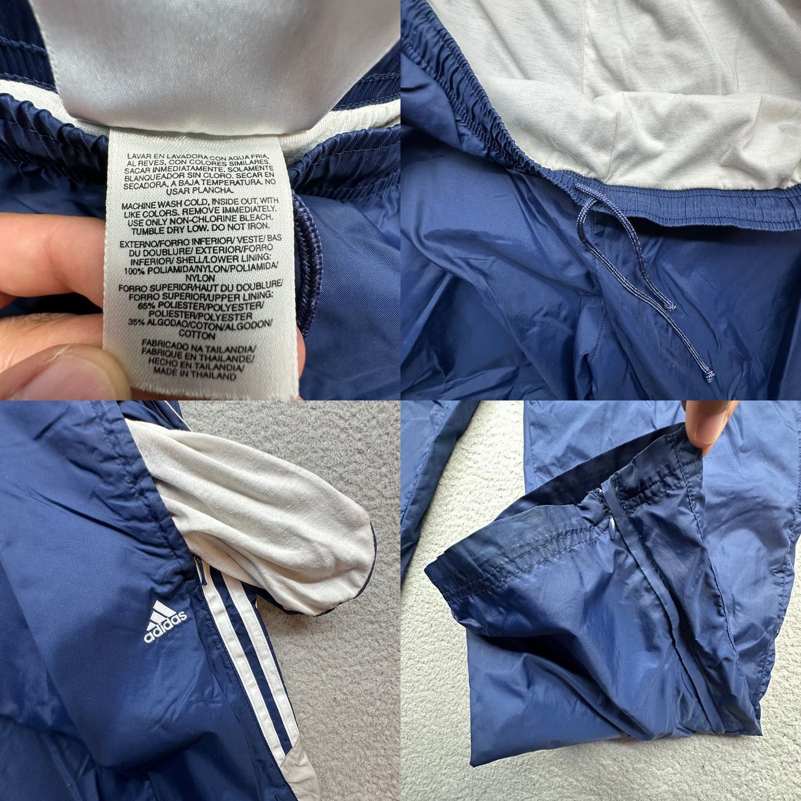 Adidas VINTAGE Adidas Lined Windbreaker Track Pants Mens XL Navy Blue Ankle Zip Sports 90s Men's Pants Size US 36 / EU 52 - 8 Thumbnail