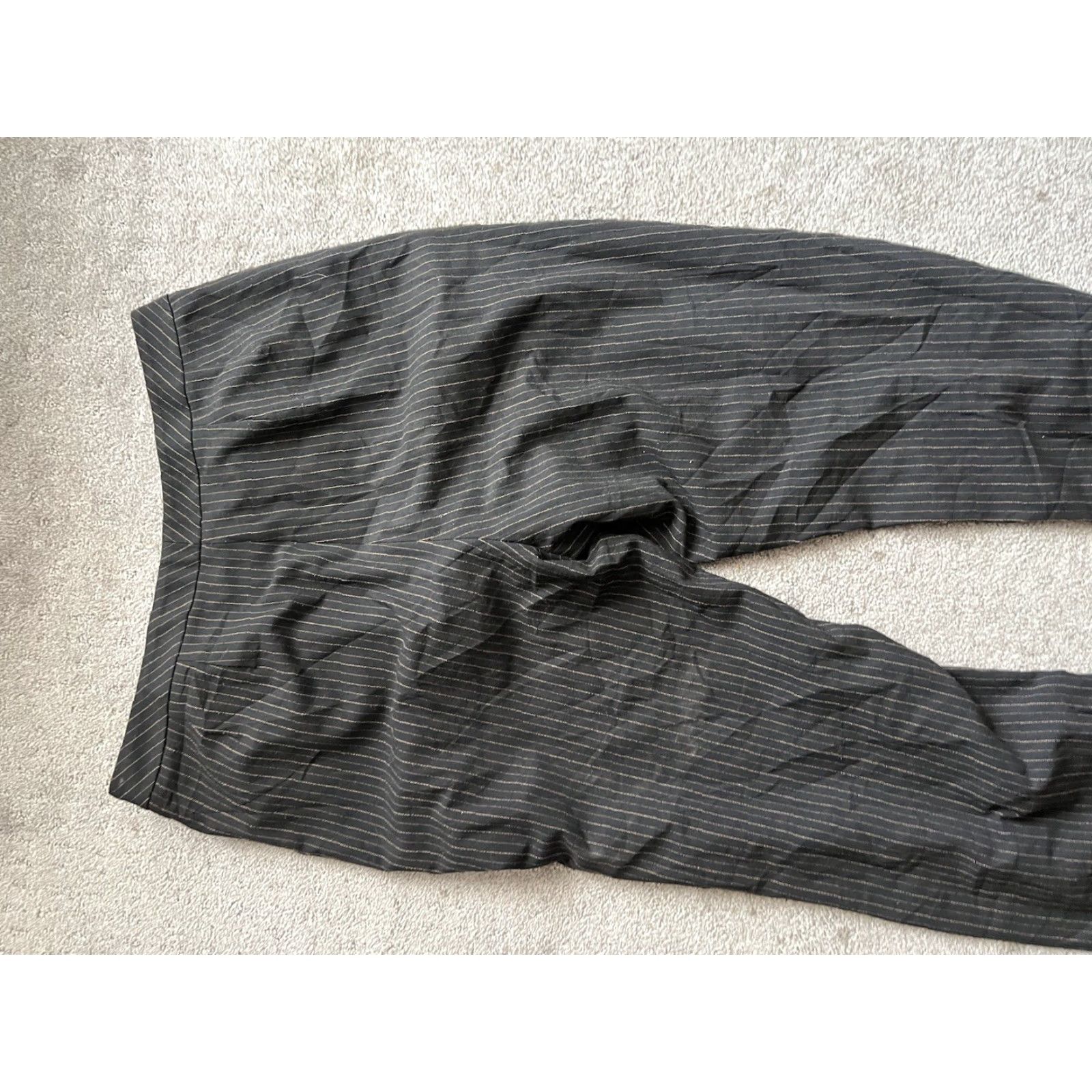 Liz Claiborne Liz Claiborne Pants Womens 12 Black Striped Polyester Blend Vintage Elevated Front Chino Regular Rise High Fall Winter Spring Summer Mens Women Girls Size 34" / US 12 / IT 48 - 4 Thumbnail