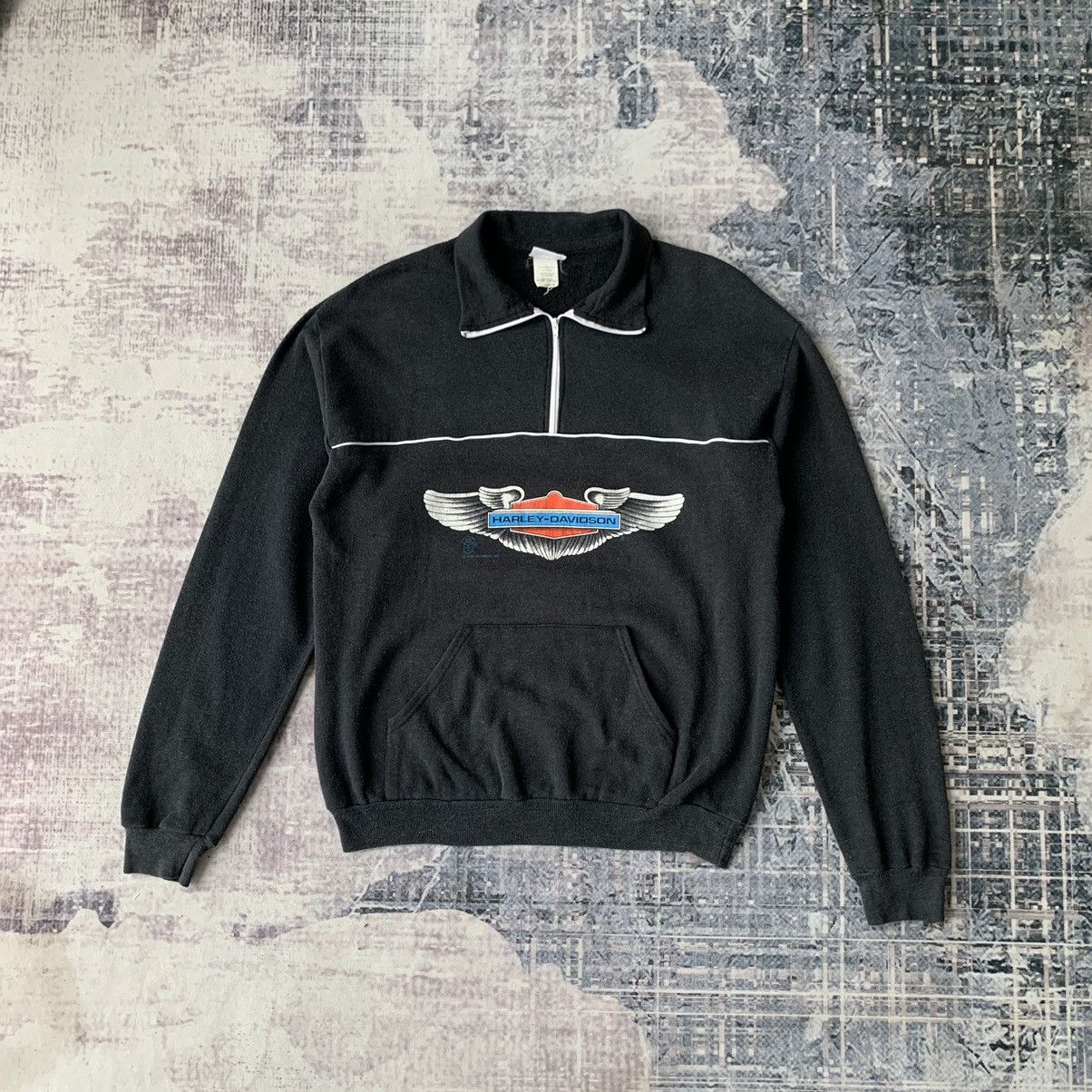 Harley Davidson × Vintage 1982 Harley Davidson Half Zipper Sweater Size US L / EU 52-54 / 3 - 1 Thumbnail