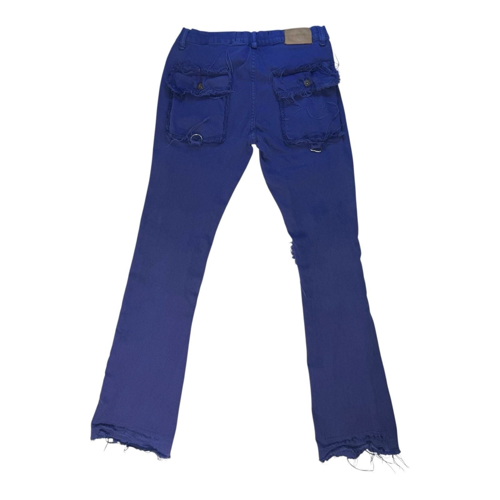 Valabasas VALABASAS Royal Blue Multi-Pocket Flare Stacked Cargo Jeans Size US 34 / EU 50 - 2 Thumbnail