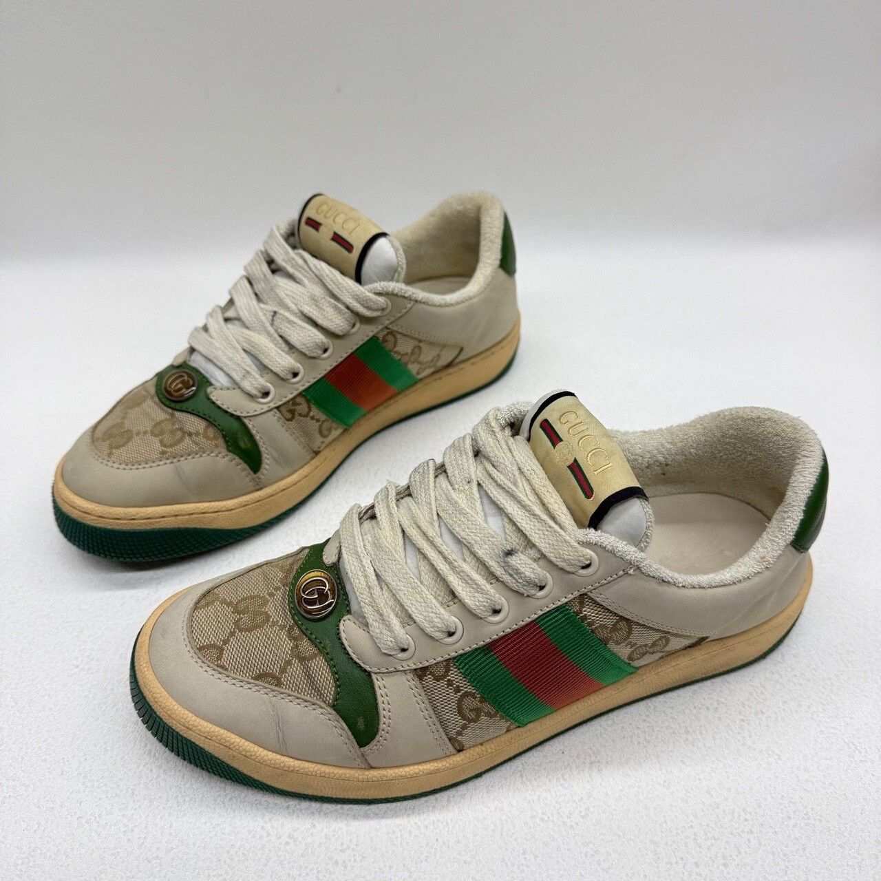 Gucci Gucci Distressed Green Lowtop Sneakers us_6 Women Size US 6 / IT 36 - 1 Thumbnail