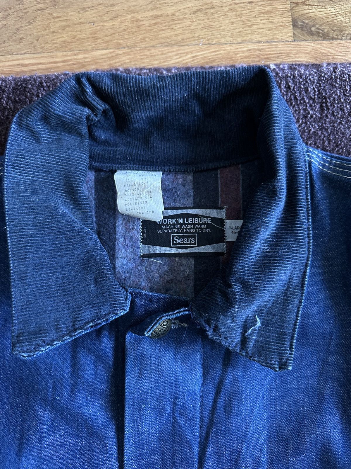 Sears Vintage Sears Raw Denim Work Jacket Size US XL / EU 56 / 4 - 2 Thumbnail