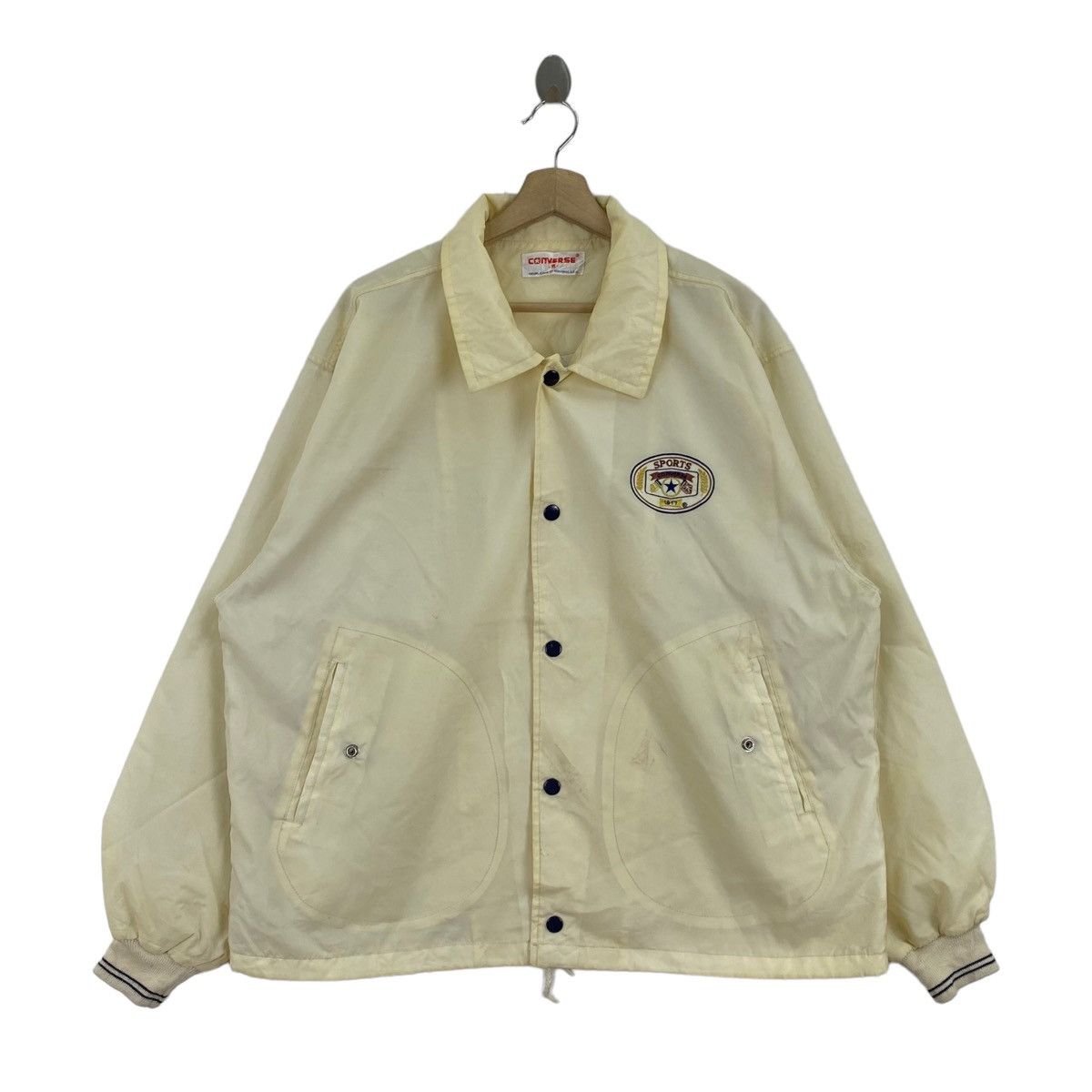 Coach Vintage 90s CONVERSE Basketball Print Beige Windbreaker Size US XL / EU 56 / 4 - 2 Thumbnail