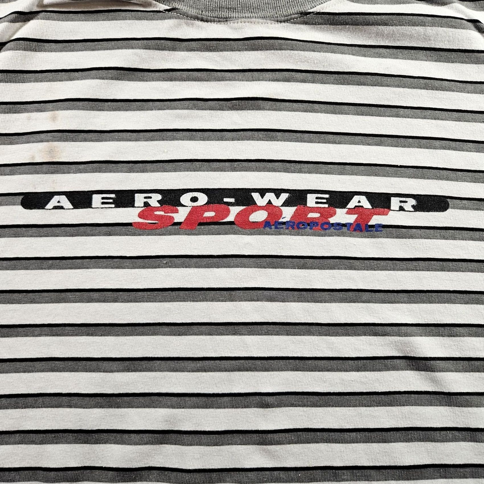 Aeropostale VINTAGE Aeropostale Shirt Mens M Gray Black Striped Crew Neck Short Sleeve Tee 90s Sportswear Size US M / EU 48-50 / 2 - 2 Thumbnail