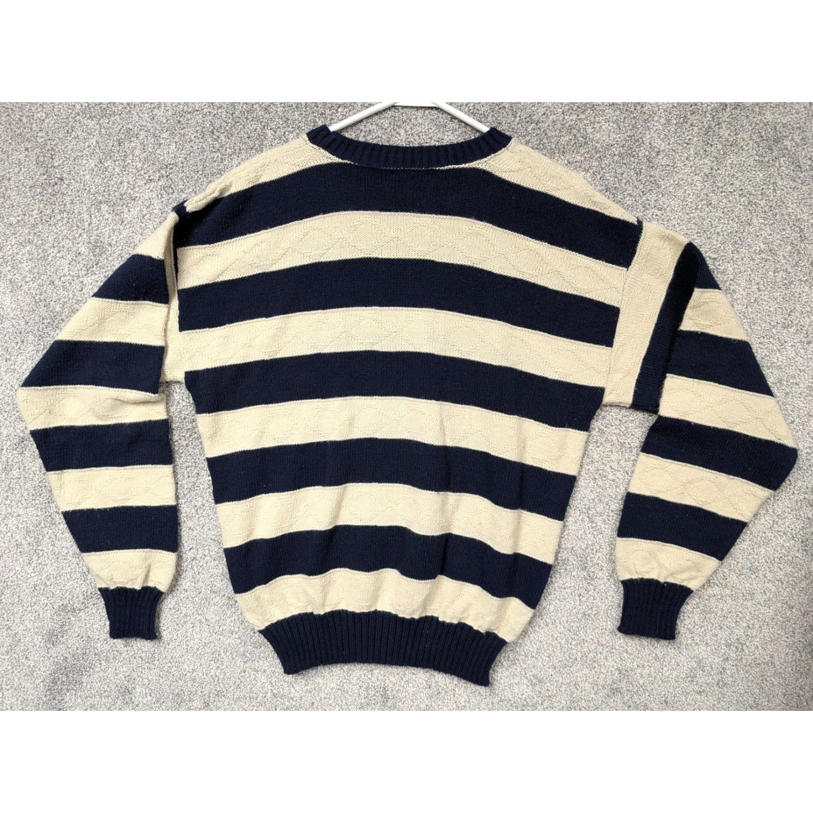 Vintage VINTAGE Reed St James Sweater Men L Blue Cream Stripe Knit Crew Neck Pullover Knit Size US L / EU 52-54 / 3 - 6 Thumbnail