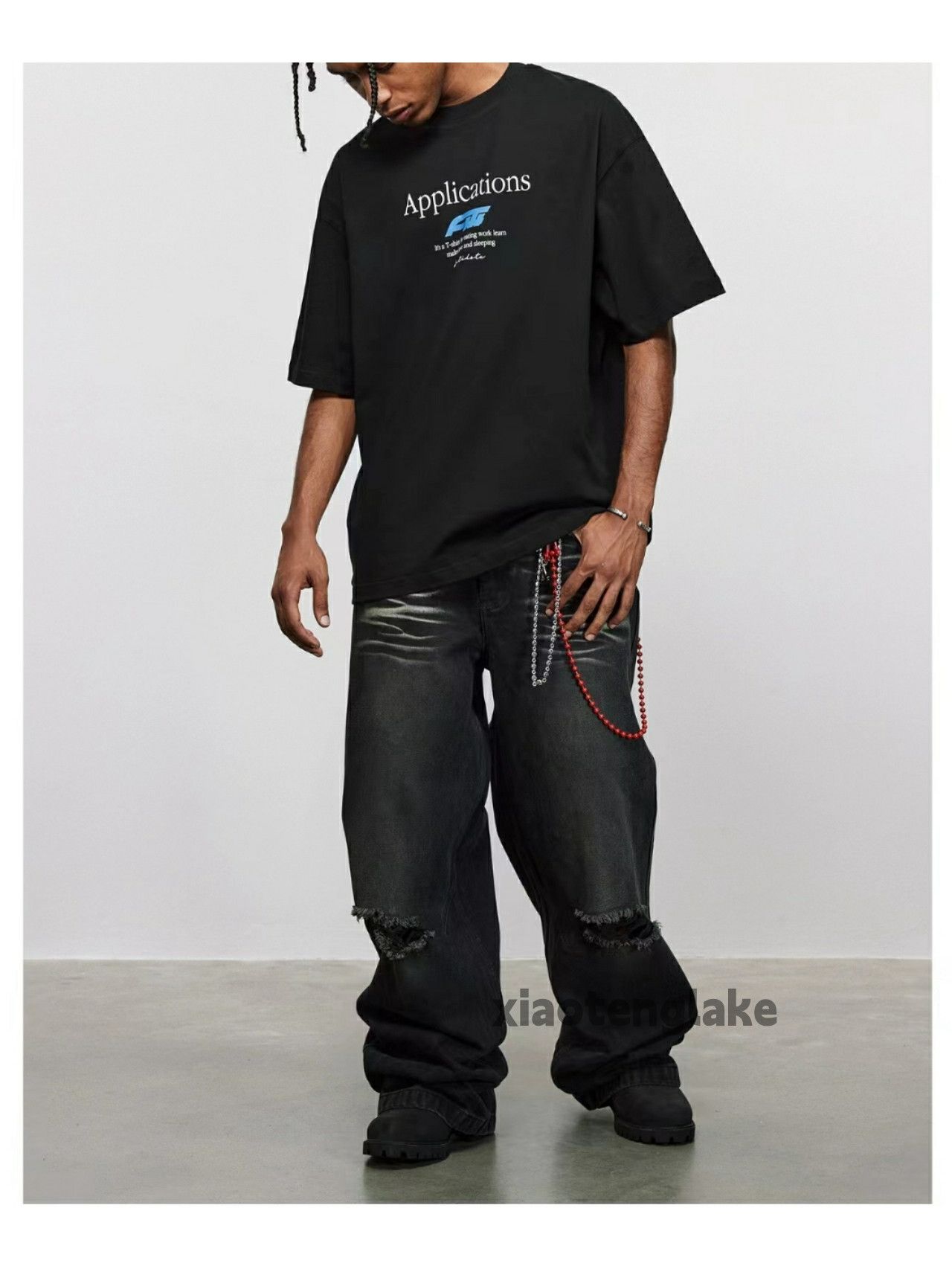 Jean × Vintage washed faded skate hiphop ripped loose baggy jeans Size US 36 / EU 52 - 5 Thumbnail