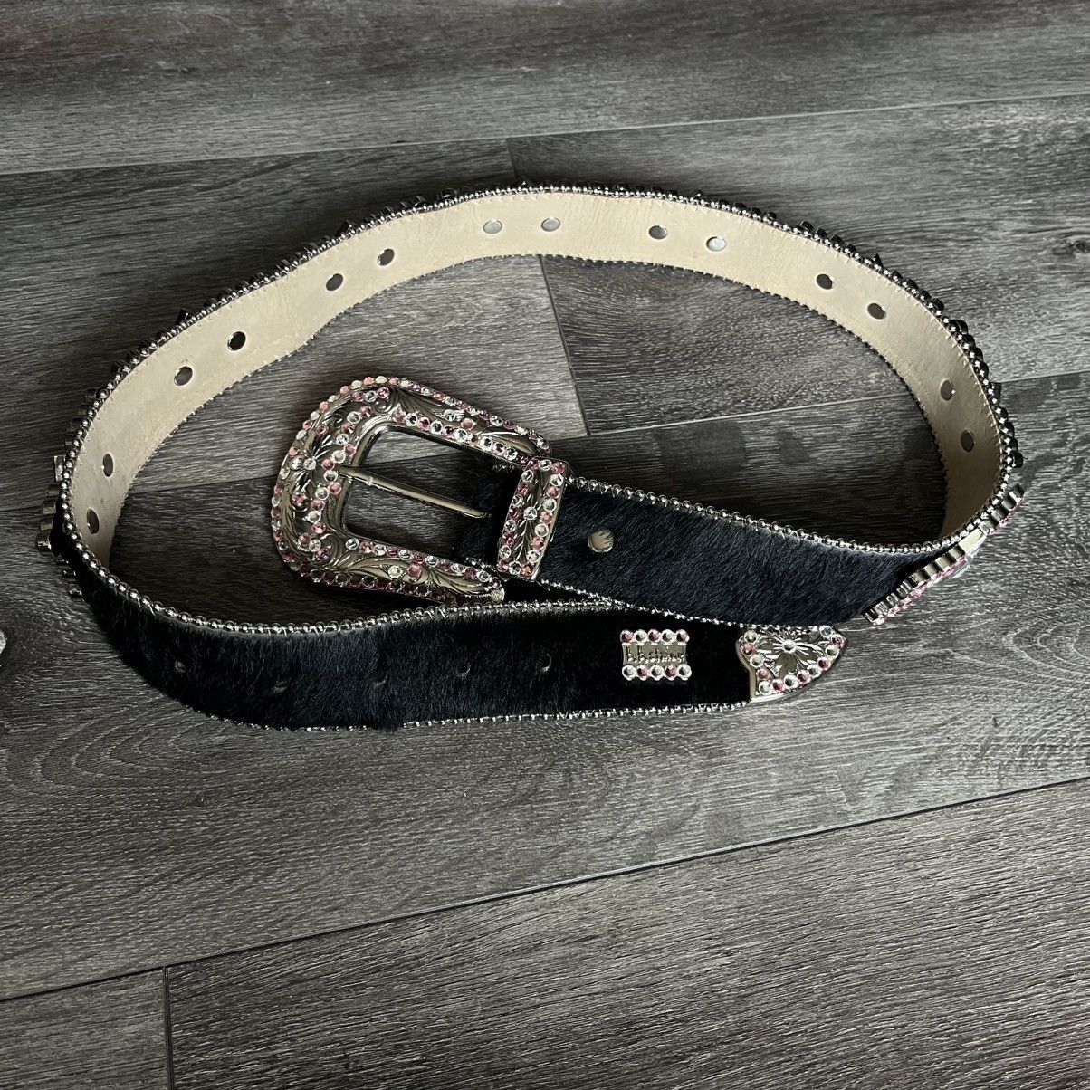 B.B. Simon Vintage B.B. Simon 9003 Horsehair Studded Black Pink Belt Size ONE SIZE - 2 Thumbnail