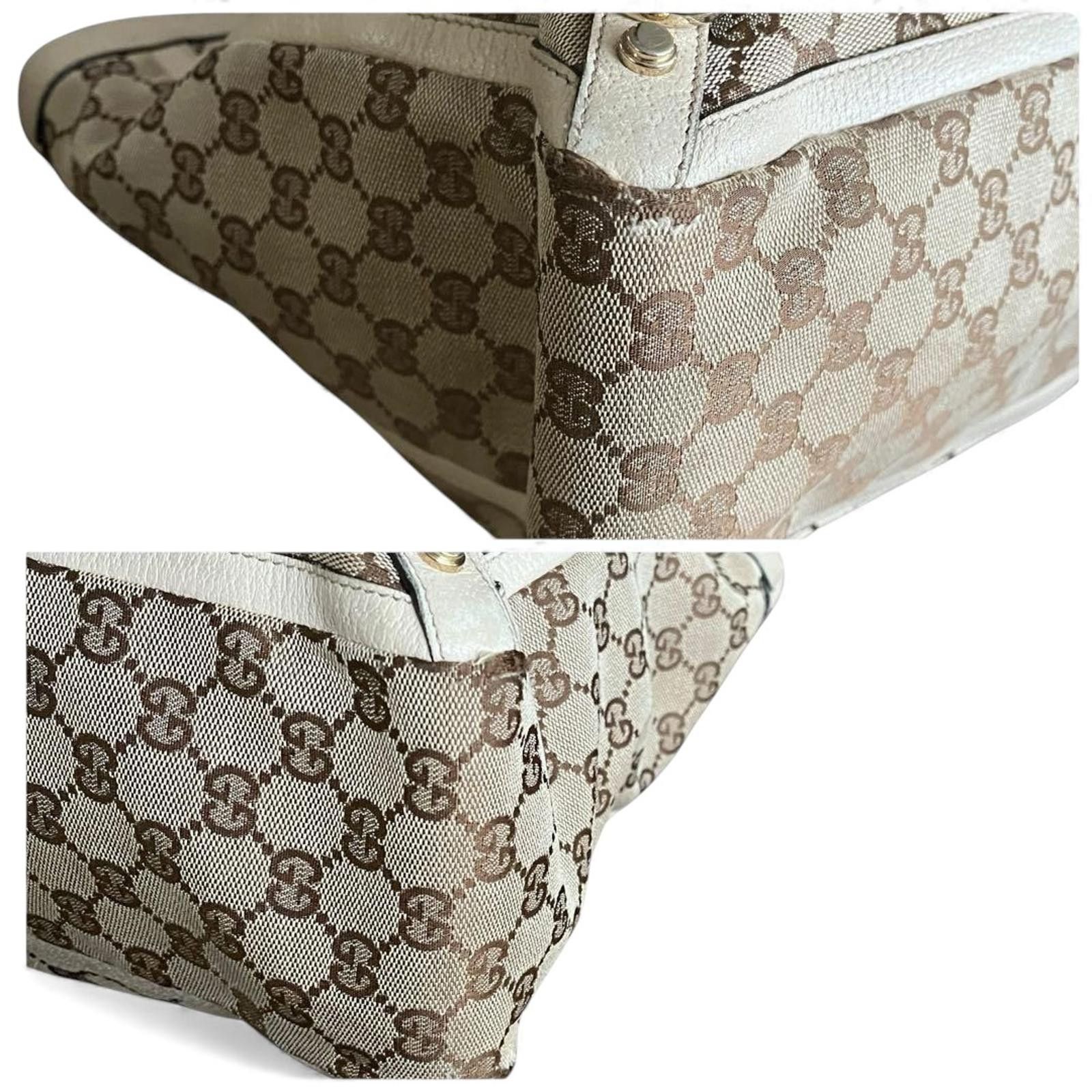 Gucci Gucci - Beige Monogram Canvas Tote Bag White Leather Size ONE SIZE - 6 Thumbnail