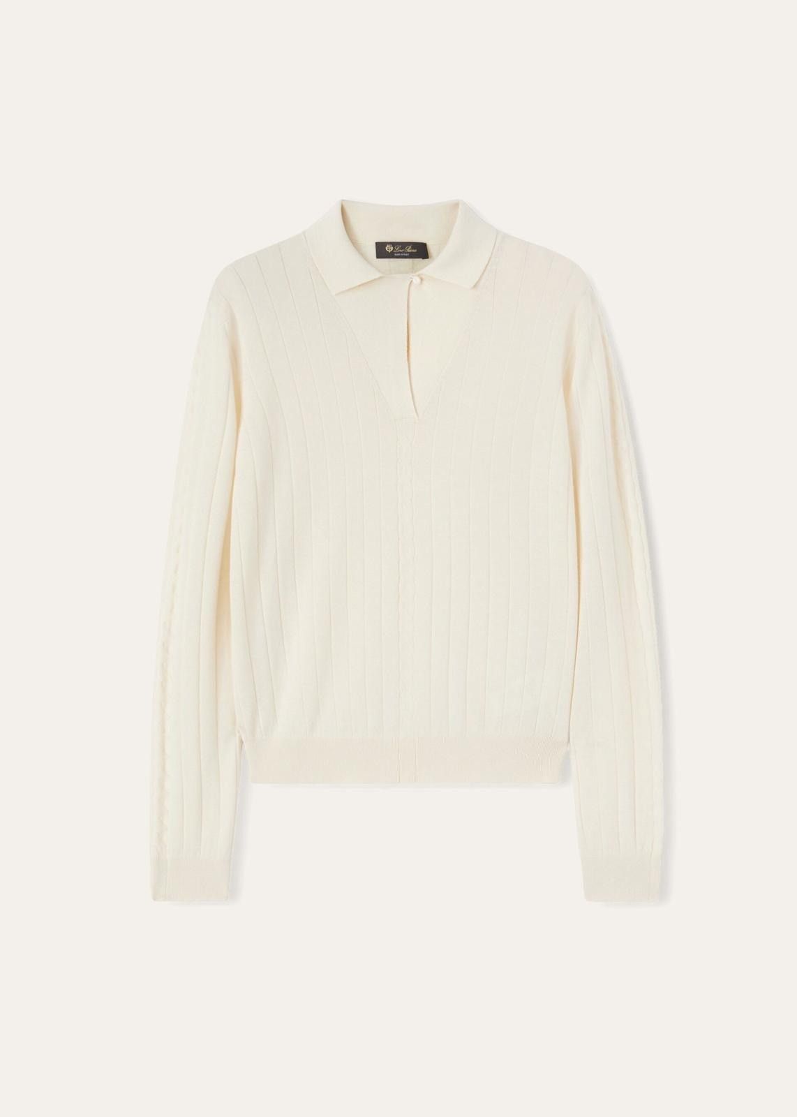 Loro Piana o1srvl11e0824 Porirua Cashmere Polo Shirt in Off White Size XS / US 0-2 / IT 36-38 - 1 Thumbnail
