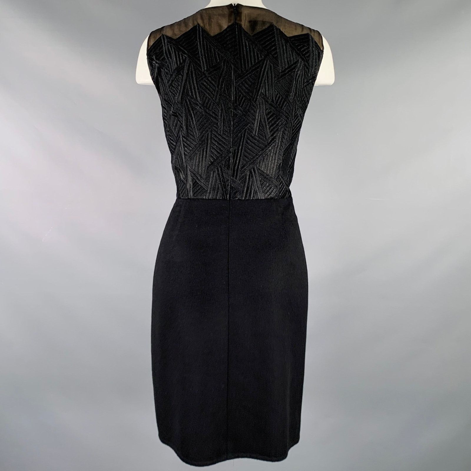 Akris AKRIS Size 8 Black Silk Cashmere Sleeveless Below Knee Dress Size M / US 6-8 / IT 42-44 - 4 Thumbnail