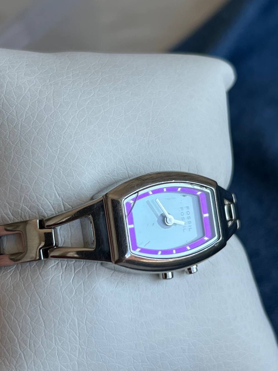Fossil × Vintage RARE 00s VINTAGE FOSSIL BIG TIC Chrome steel metal watch Size 32 - 4 Thumbnail