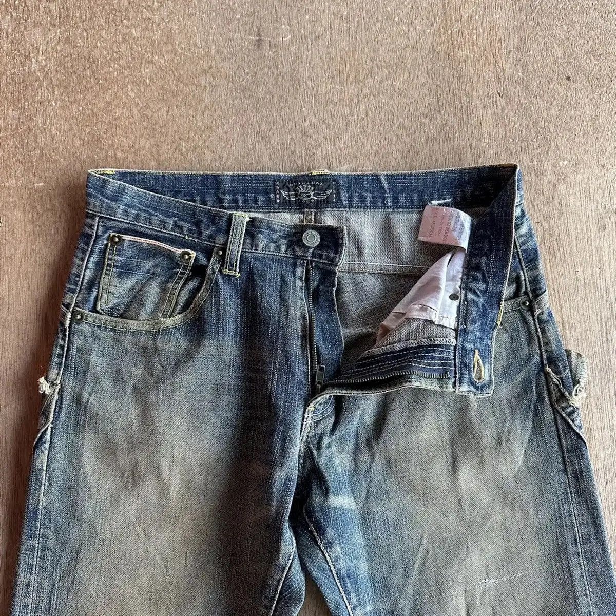 Self Edge RARE💥REDLINE JAPANESE VTG JEAN RIPPED MUDWASH DENIM PANTS Size US 31 - 11 Thumbnail