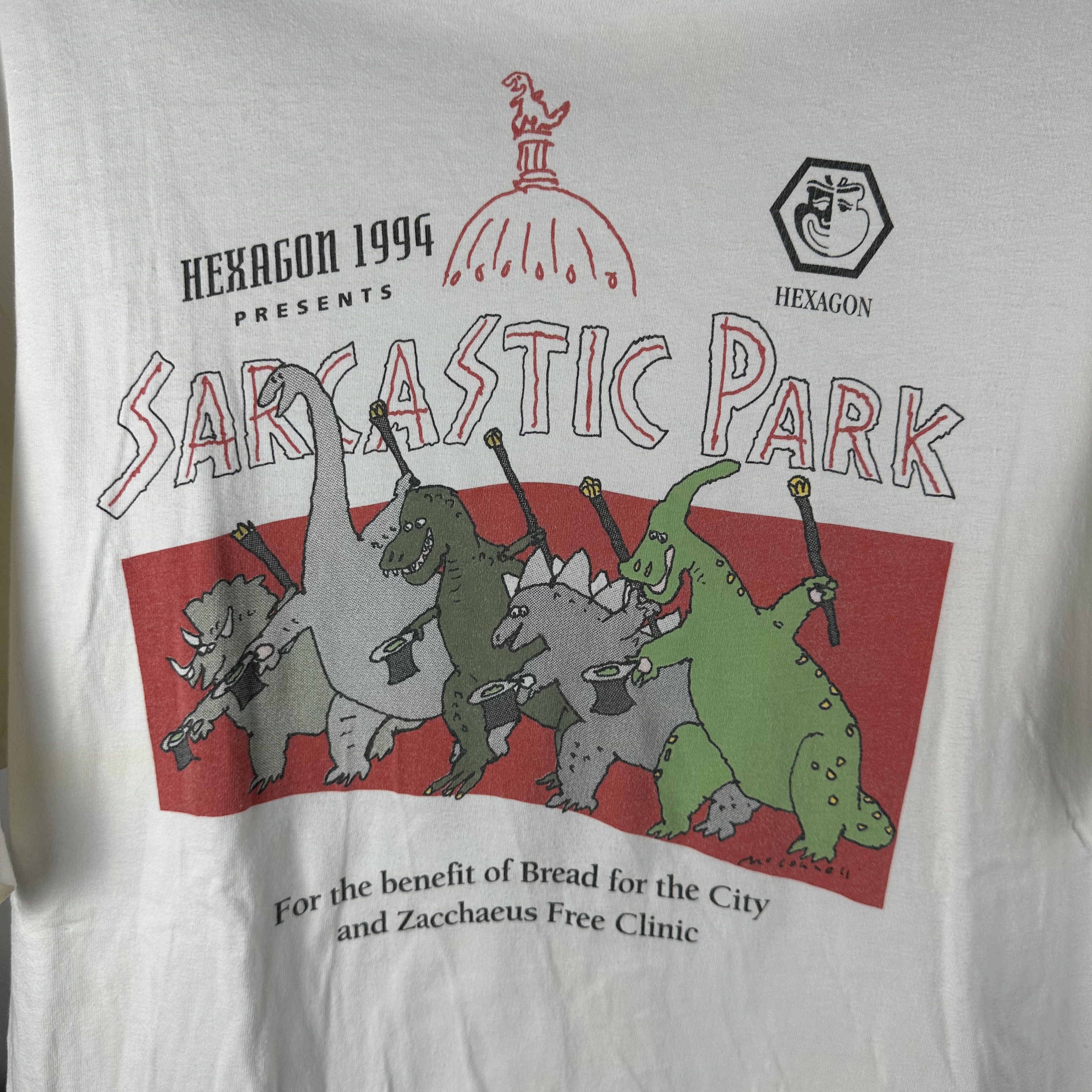 Vintage ​​​​1994 Sarcastic Park Dinosaur Jurassic Park Parody Tee Size US XL / EU 56 / 4 - 2 Thumbnail