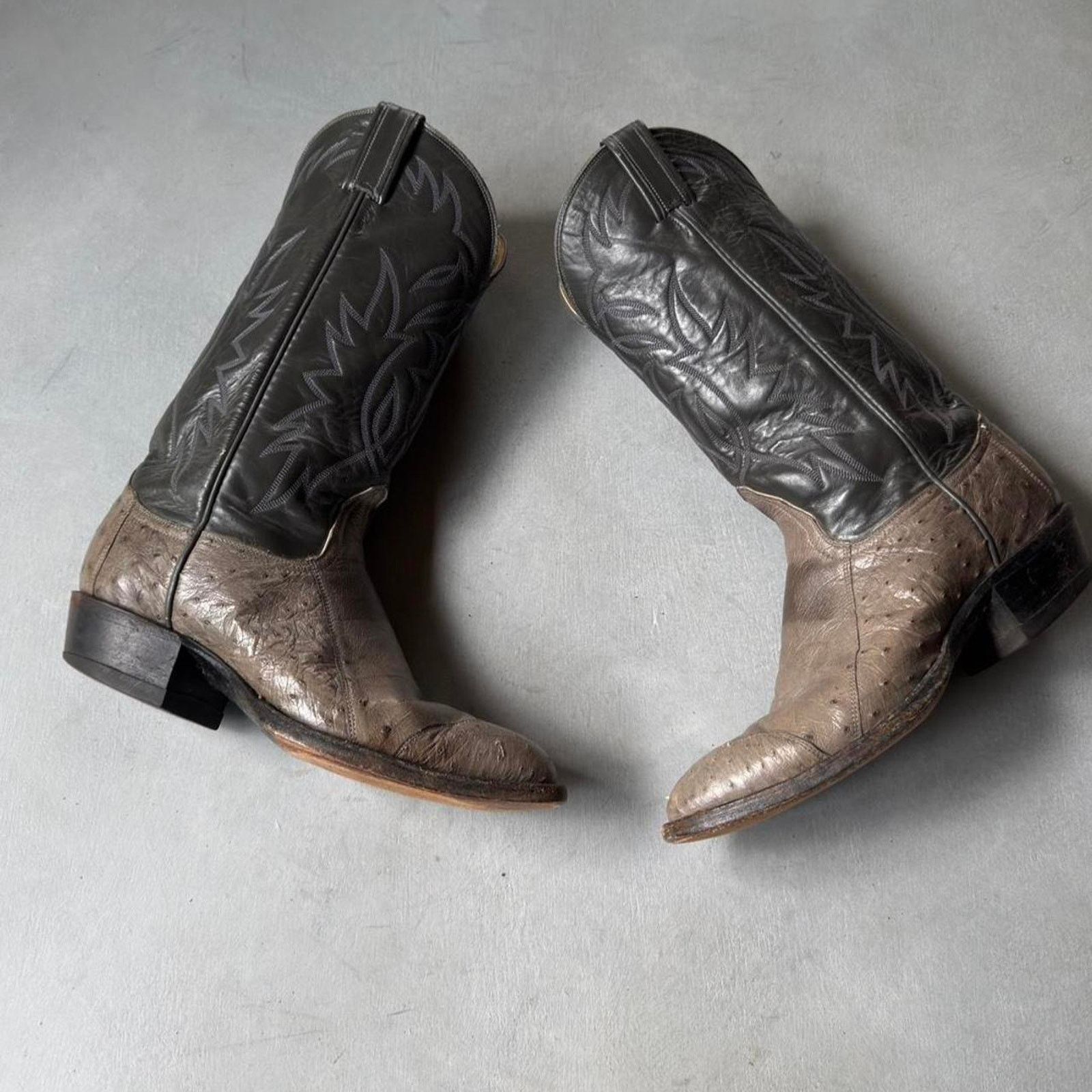 Tony Lama Vintage Tony Lama Western Ostrich Cowboy Boots Roper Rodeo Size US 9 / EU 42 - 3 Thumbnail