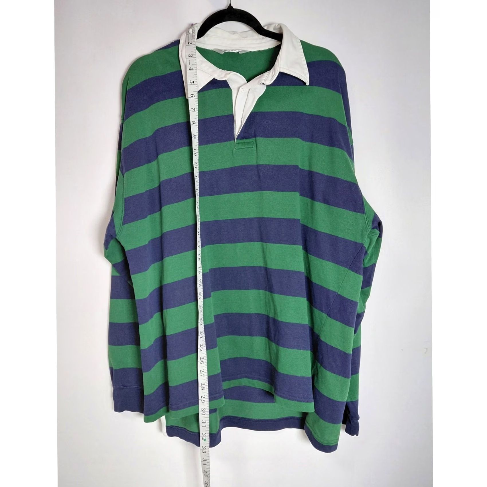 Brooks Brothers Brooks Brothers Rugby Shirt Striped 100% Cotton Long Sleeve Green Blue Size L Men Size US L / EU 52-54 / 3 - 7 Thumbnail