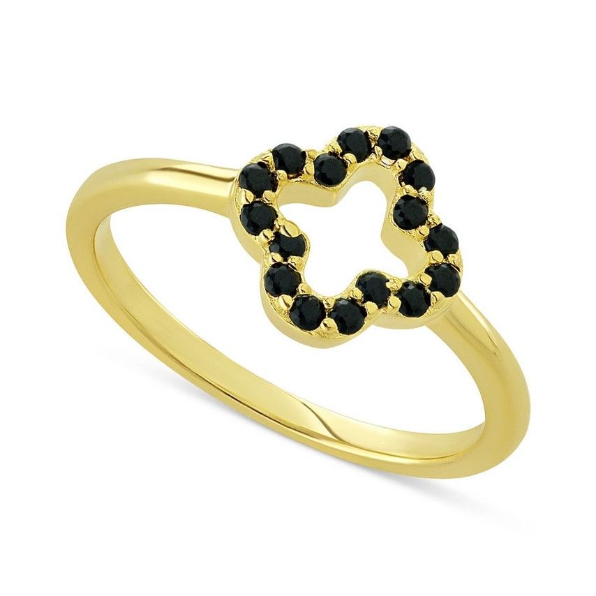 & Other Stories La Pelle Simulated Black Spinel Openwork Clover Ring Size ONE SIZE - 1 Thumbnail