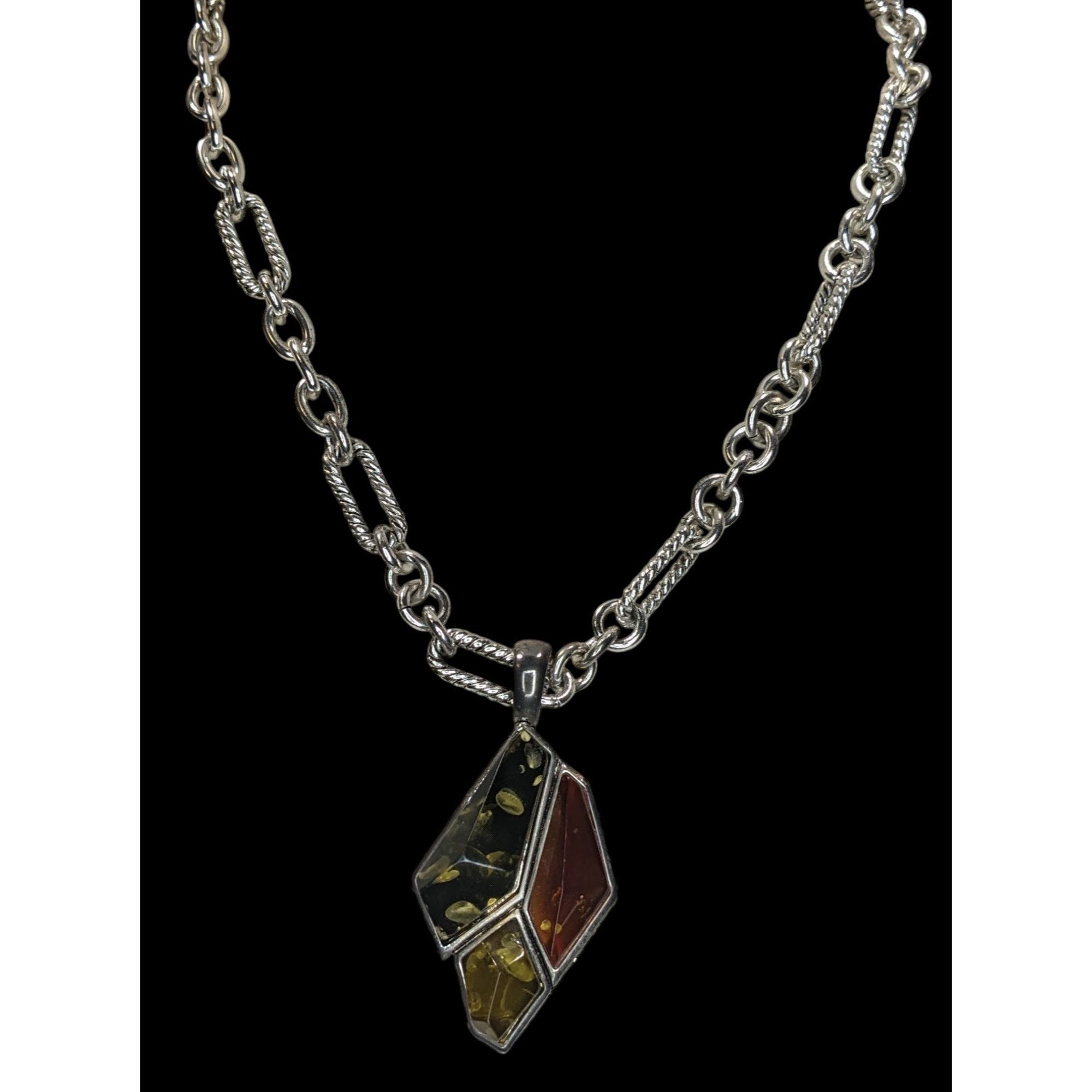 Other Vintage Confetti Lucite Pendant Necklace With Chunky Silver Size ONE SIZE - 4 Thumbnail