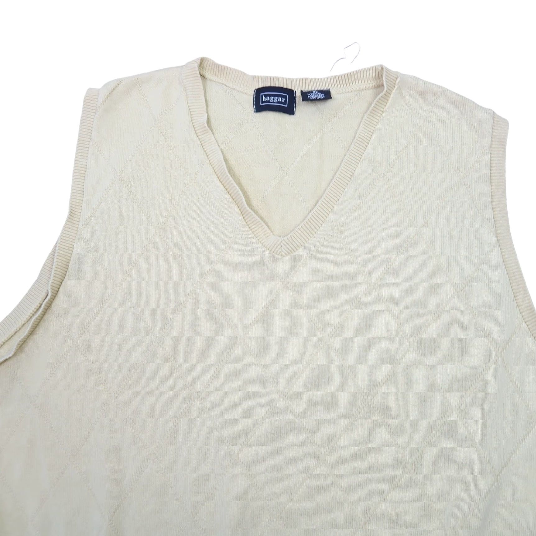 Haggar VINTAGE Haggar 90s Diamond Cotton Sweater Vest Mens XL V-Neck Sleeveless Yellow Size US XL / EU 56 / 4 - 2 Thumbnail