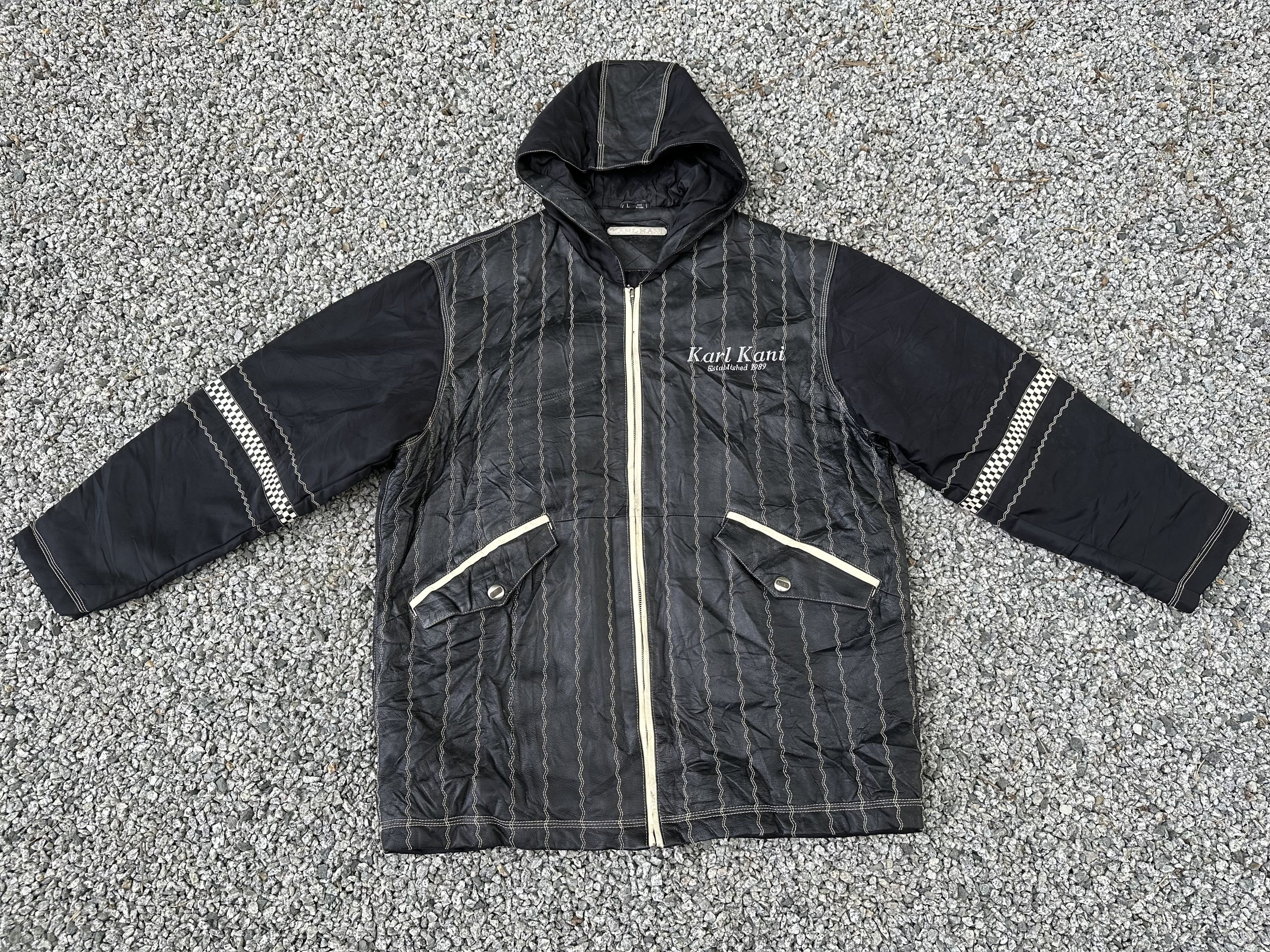 Karl Kani Vintage 90s Karl Kani 68 Leather Racing Team Jacket Size US L / EU 52-54 / 3 - 4 Thumbnail