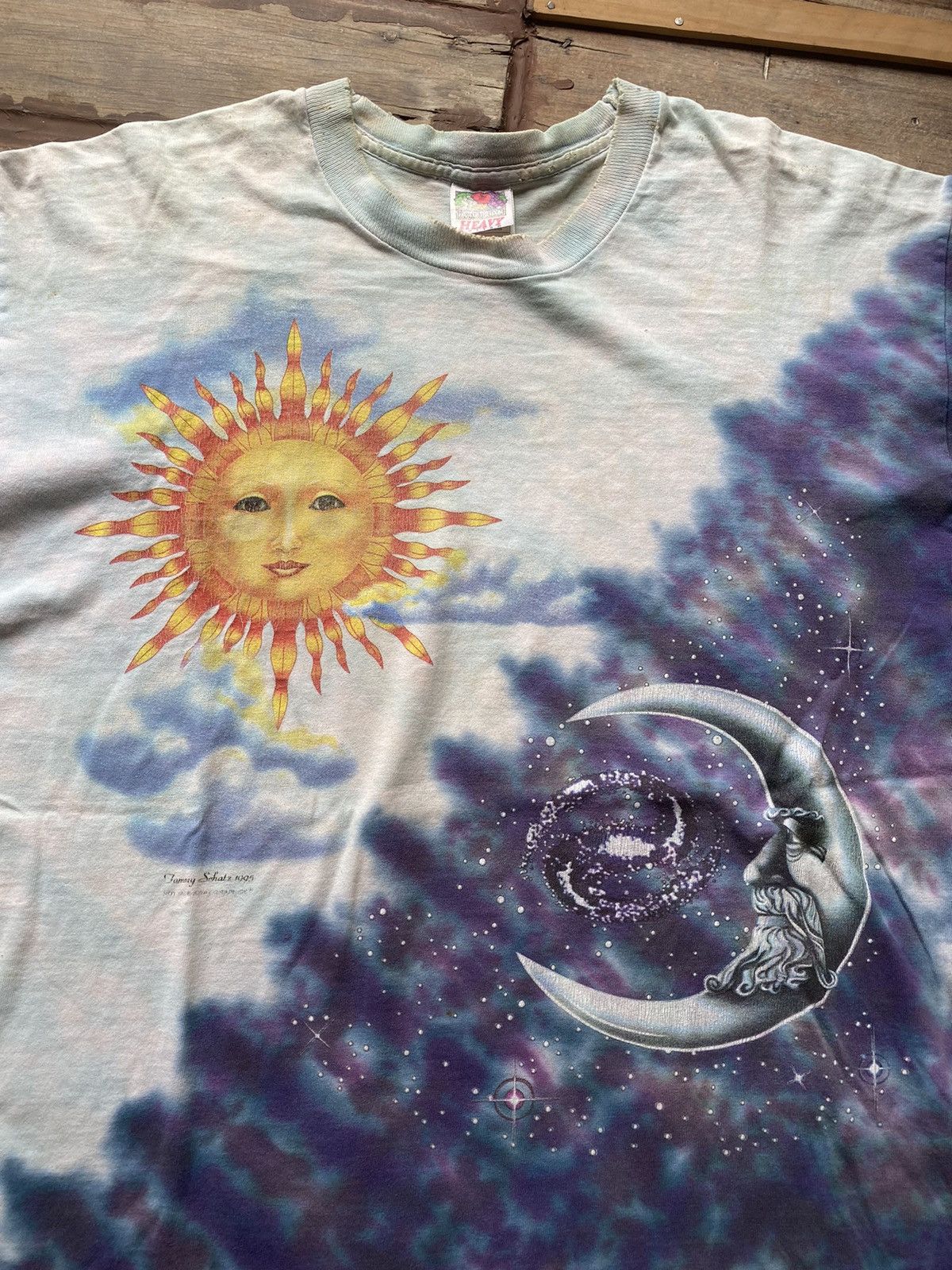 Band Tees × Grateful Dead × Vintage Vintage 1995 Tammy Schatz No Fade Sun & Moon Tie Dye T-Shirt Size US XL / EU 56 / 4 - 4 Thumbnail