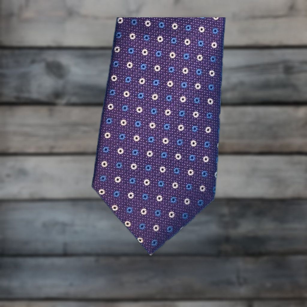 Jos. A. Bank Jos A. Bank Necktie 100% Silk Medallion Purple Blue White Multicolor Designer Men One Size Size ONE SIZE - 1 Thumbnail