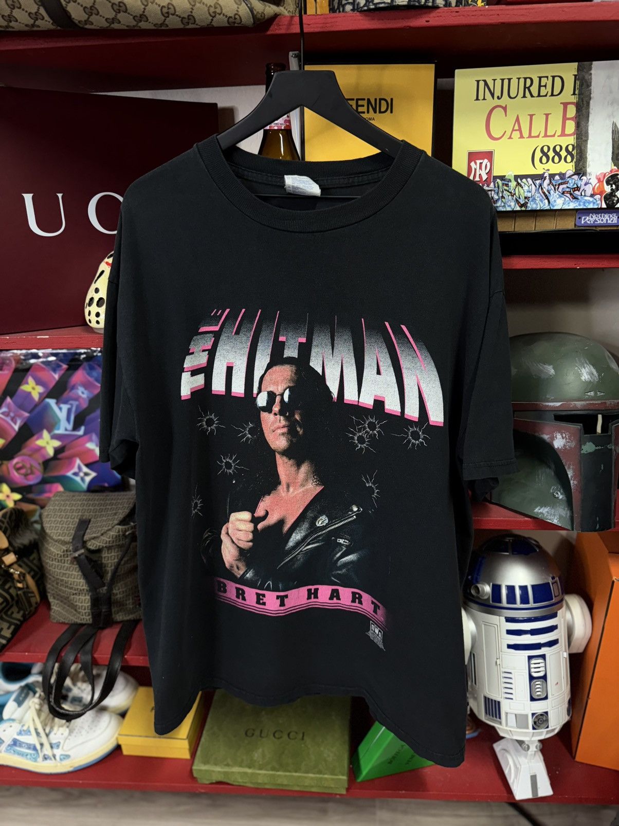 Vintage Vintage 1998 NWO Bret Hart The Hitman Tee Shirt XLarge Size US XL / EU 56 / 4 - 6 Thumbnail