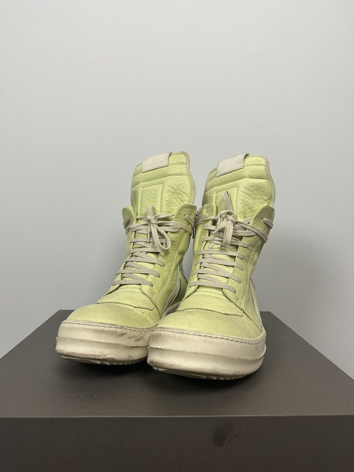 Rick Owens FW18 ‘SISYPHUS’ Lime Geobasket Sneakers Size US 10 / EU 43 - 3 Thumbnail
