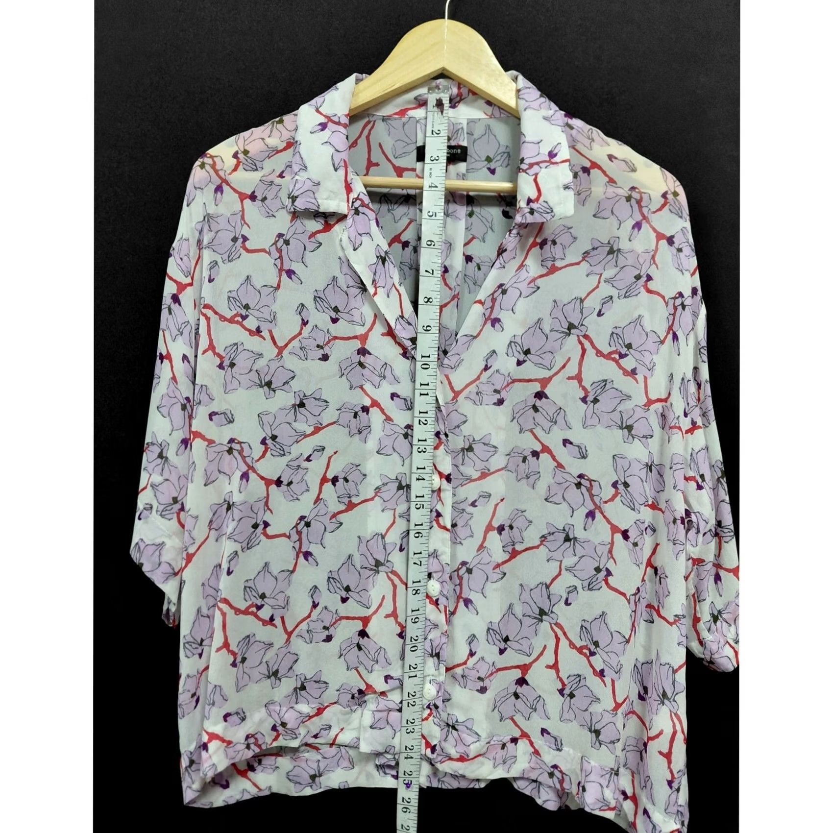 Rag & Bone rag & bone NEW YORK Floral Viscose Blouse Short Sleeve XS Woman Shirt Size XS / US 0-2 / IT 36-38 - 6 Thumbnail
