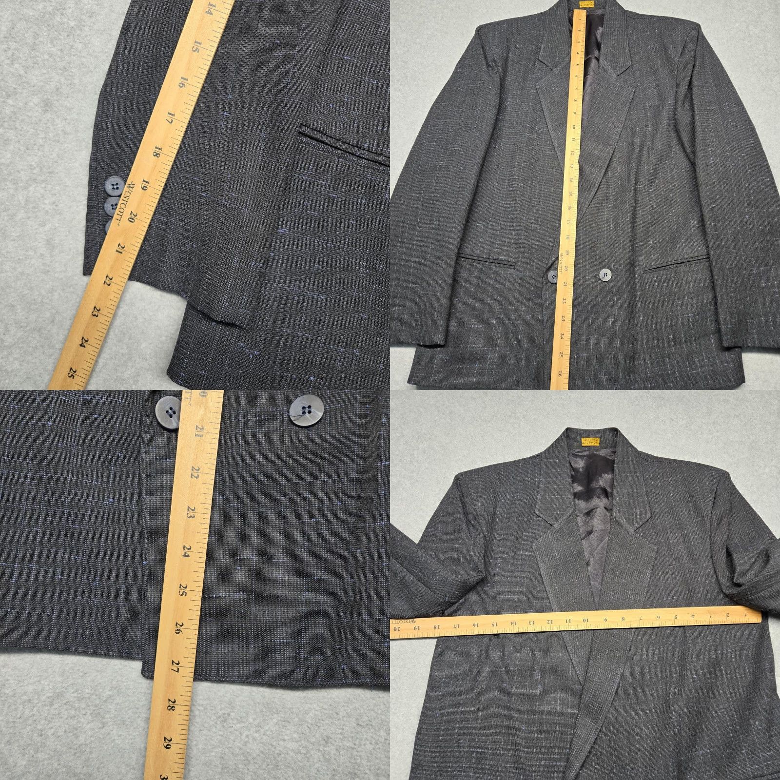 Vintage Cotler Blazer Mens Large Gray Check Two-Button Sport Coat Made In USA Jacket Size 42R - 8 Thumbnail