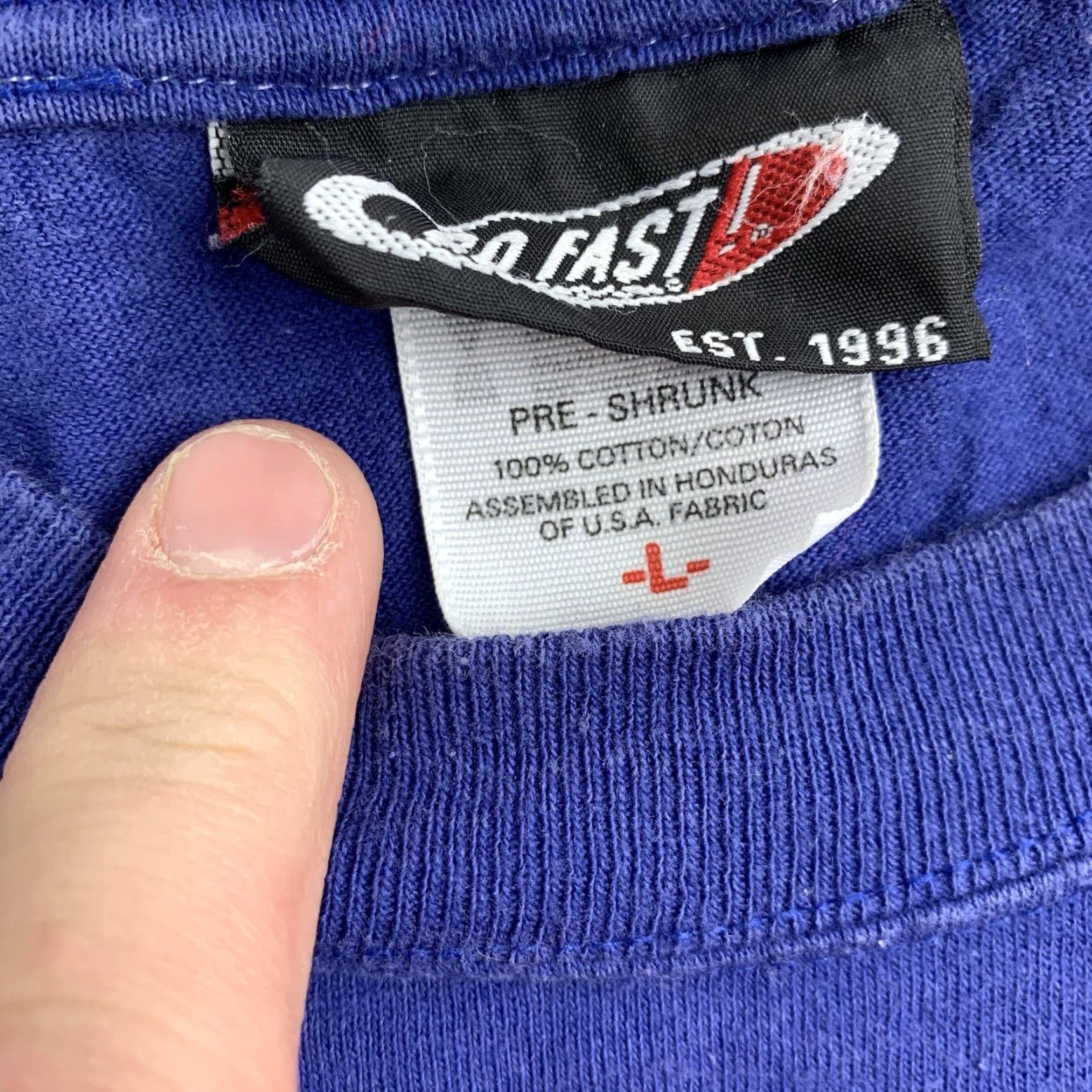 Vintage VINTAGE Go Fast Shirt Mens Large Blue Long Sleeve Crew Neck Grunge Y2K 47t Size US L / EU 52-54 / 3 - 7 Thumbnail
