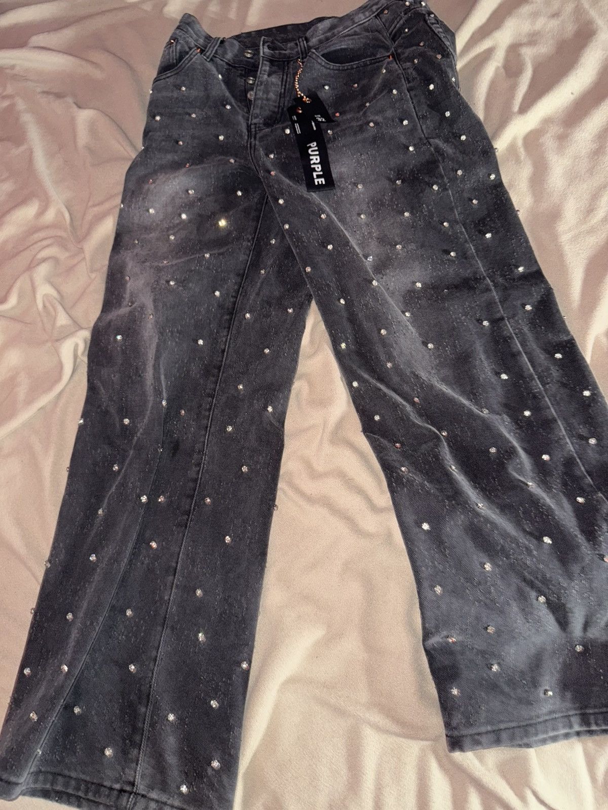 Purple Brand Black Purple Brand Rhinestone Jeans Size US 32 / EU 48 - 1 Thumbnail
