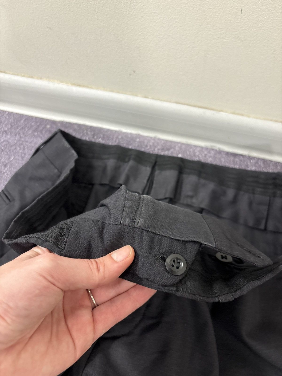Kiton Kiton Napoli Vintage Dark Gray Flat Front Wool Dress Pants Size US 38 / EU 54 - 7 Thumbnail