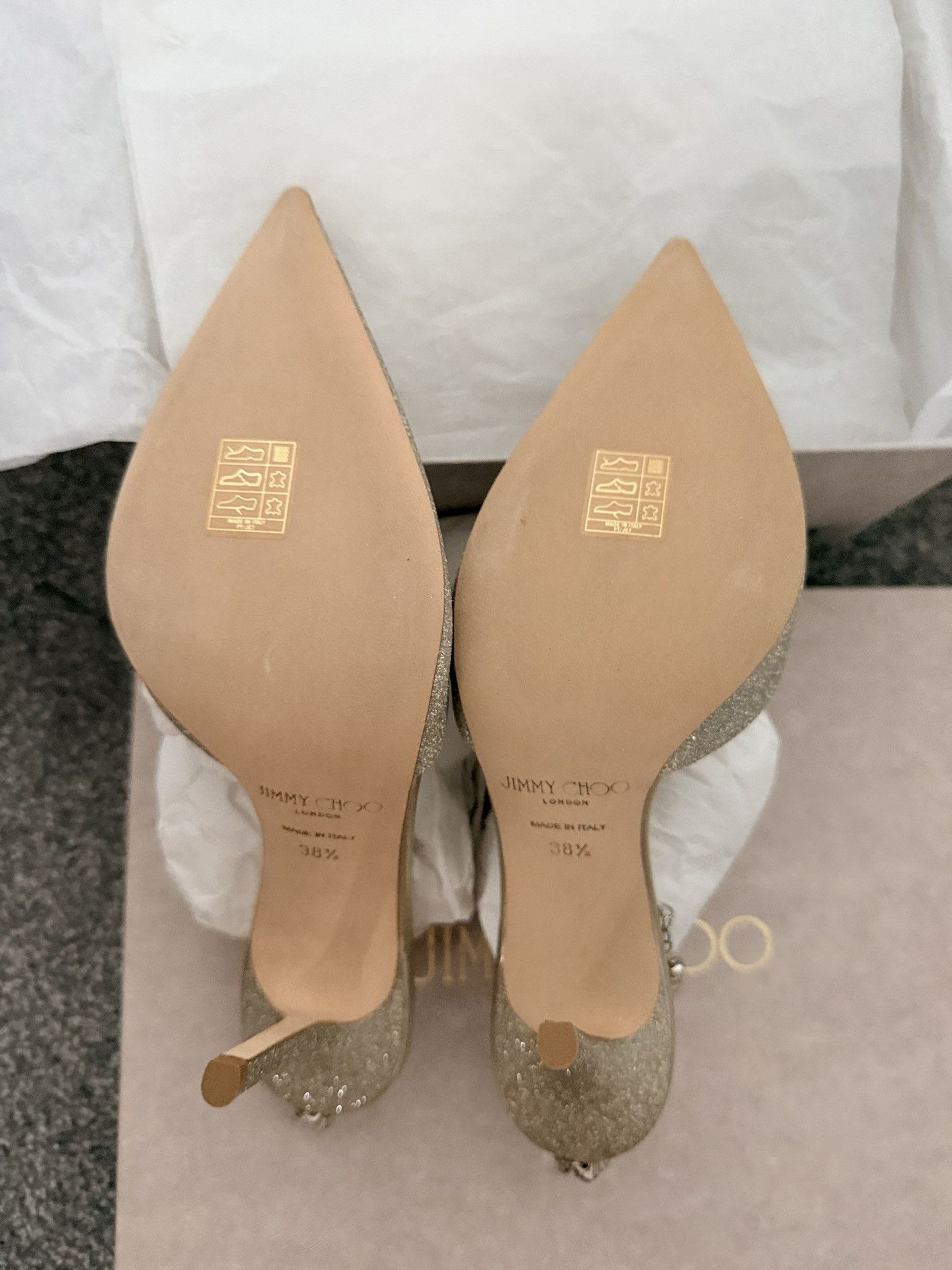 Jimmy Choo Jimmy Choo Saeda 38.5 Platinum Ice Crystal Size US 8.5 / IT 38.5 - 5 Thumbnail