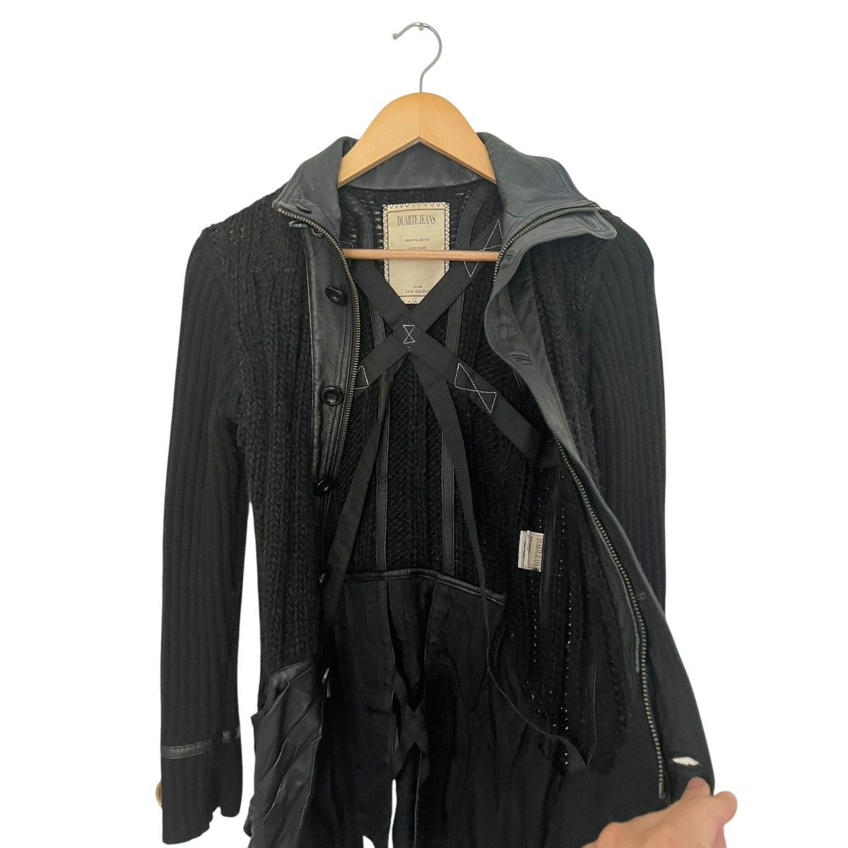 Japanese Brand × Vintage Henry duarte hybrid knit leather jacket Size S / US 4 / IT 40 - 2 Thumbnail