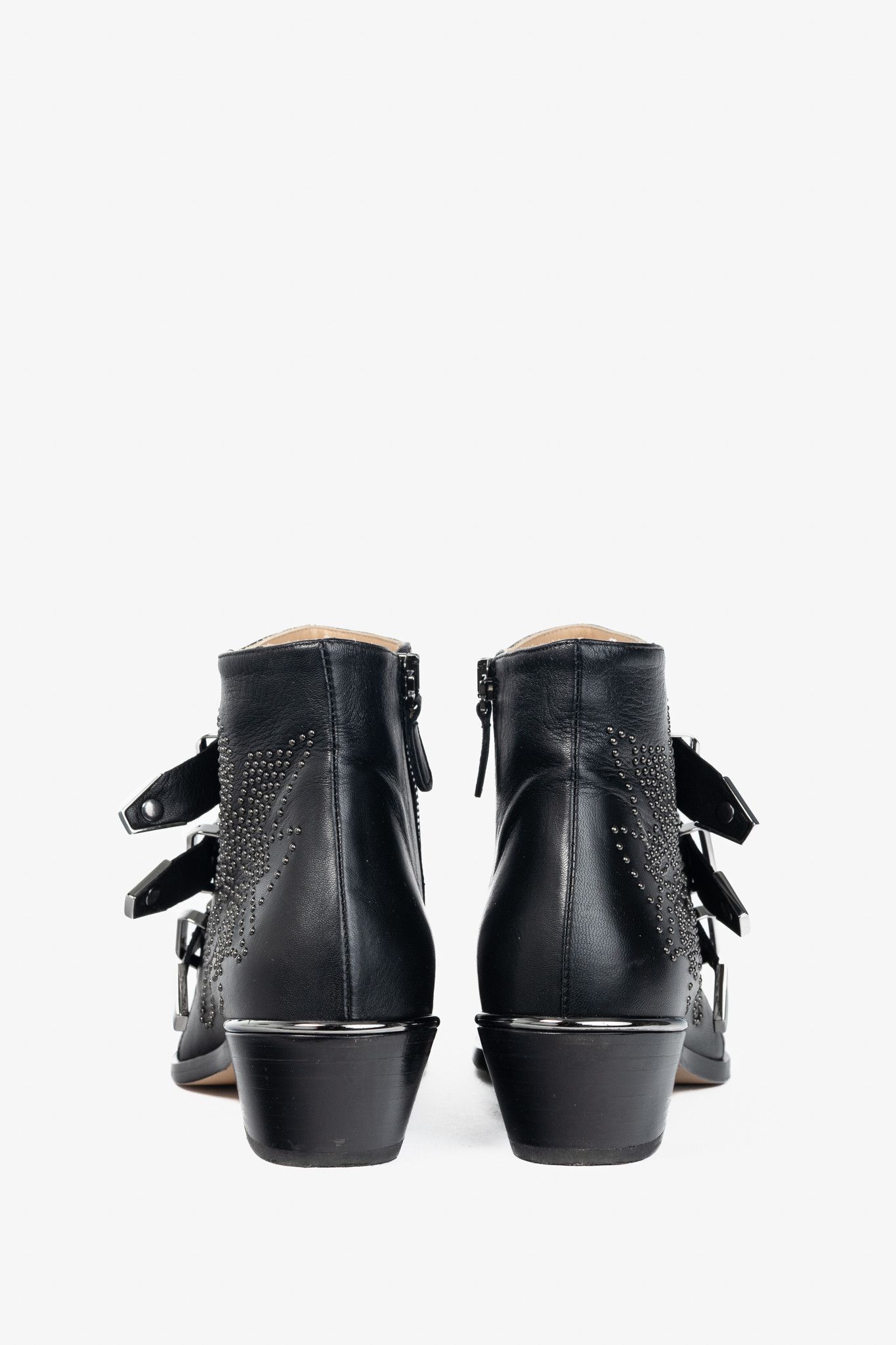 Chloe Chloe Susanna Black Studded Buckle Biker Ankle Boots Size US 5.5 / IT 35.5 - 3 Thumbnail