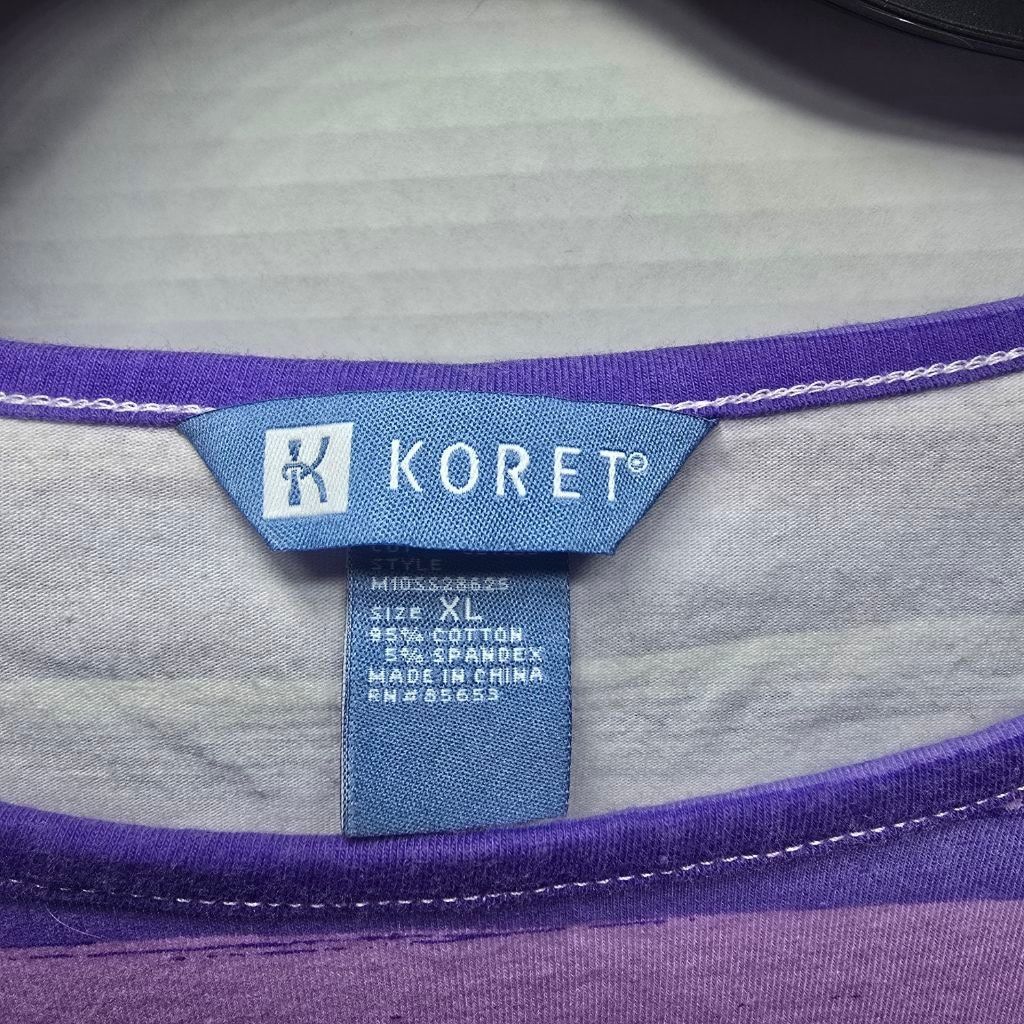 The Unbranded Brand Women's Koret Purple Striped Long Sleeve Tee XL Size XL / US 12-14 / IT 48-50 - 3 Thumbnail