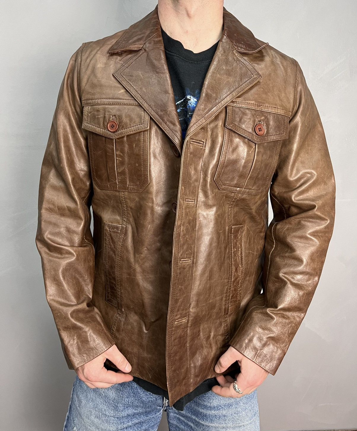 Other Cropped button up Real Leather blazer y2k Avantgarde Jacket Size US M / EU 48-50 / 2 - 1 Thumbnail