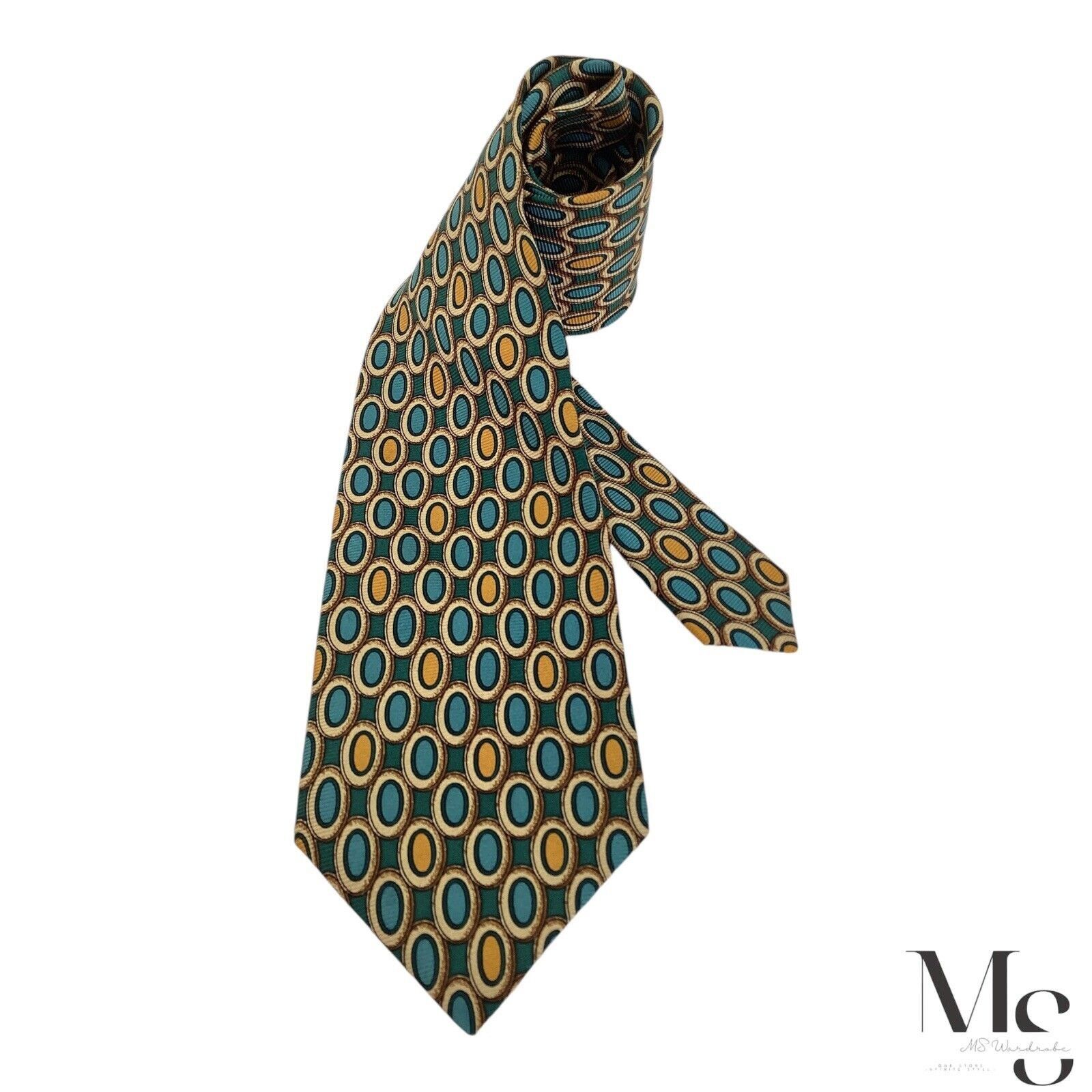 Fendi FENDI FF Green Geometric Silk Tie Made In Italy W:4" EX COND Size ONE SIZE - 1 Thumbnail