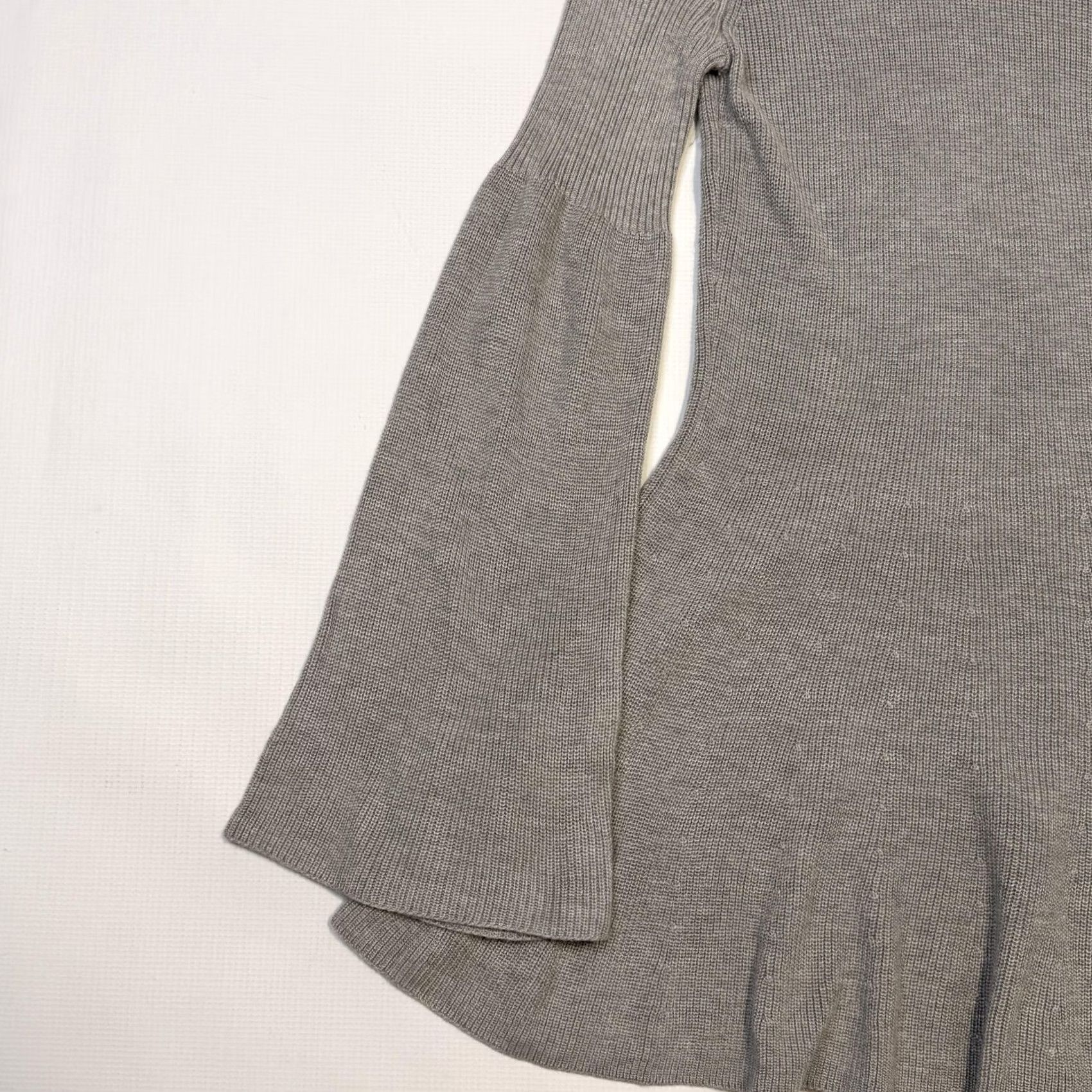 Vintage Laurie Felt Sweater Womens Medium Gray Mock Neck Tunic Long Bell Sleeve Knit Size M / US 6-8 / IT 42-44 - 7 Thumbnail