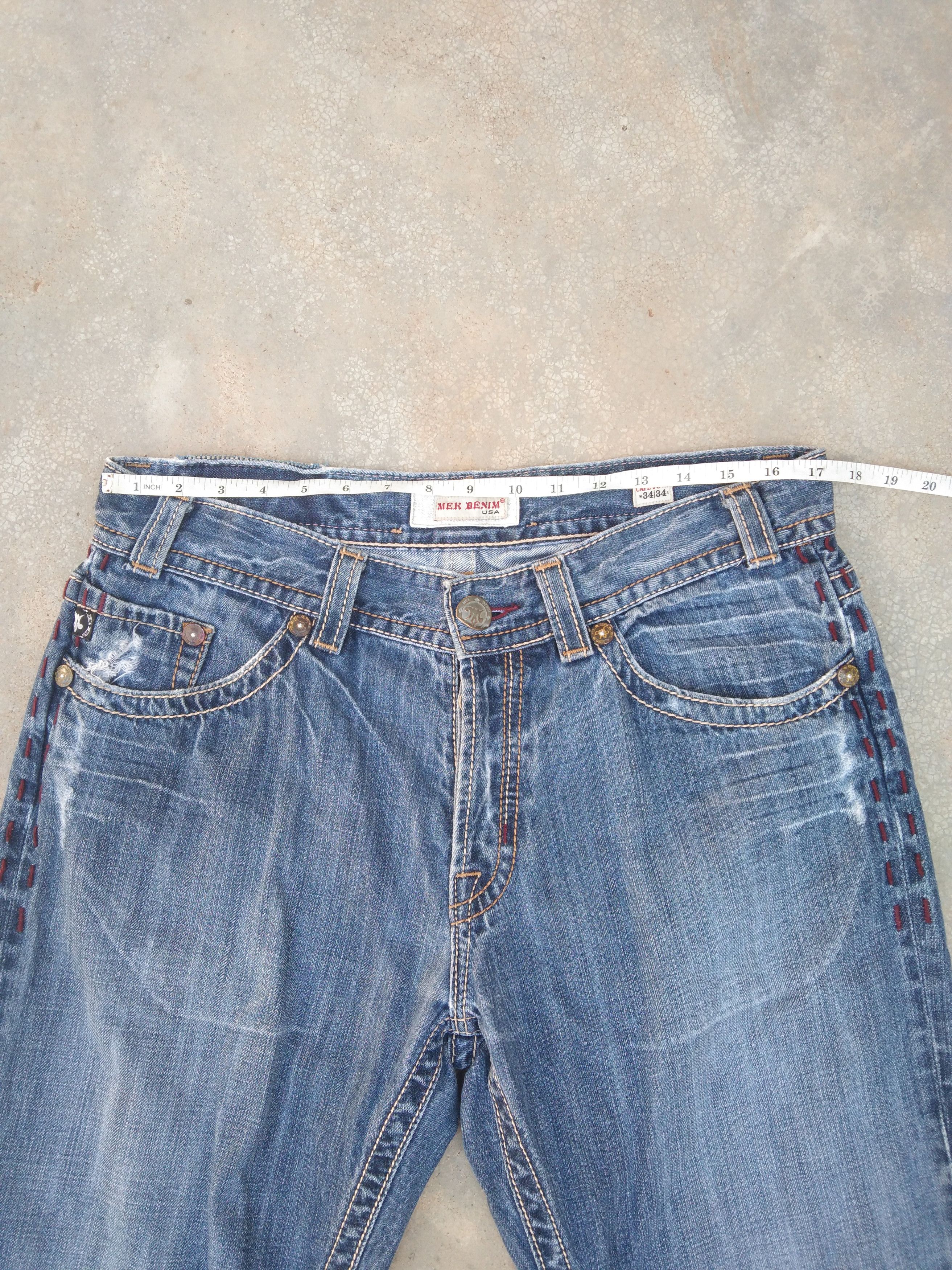 Mek Denim Vintage Mek Denim Faded Blue Washed Boot Cut Jeans 34x32 Size US 34 / EU 50 - 9 Thumbnail
