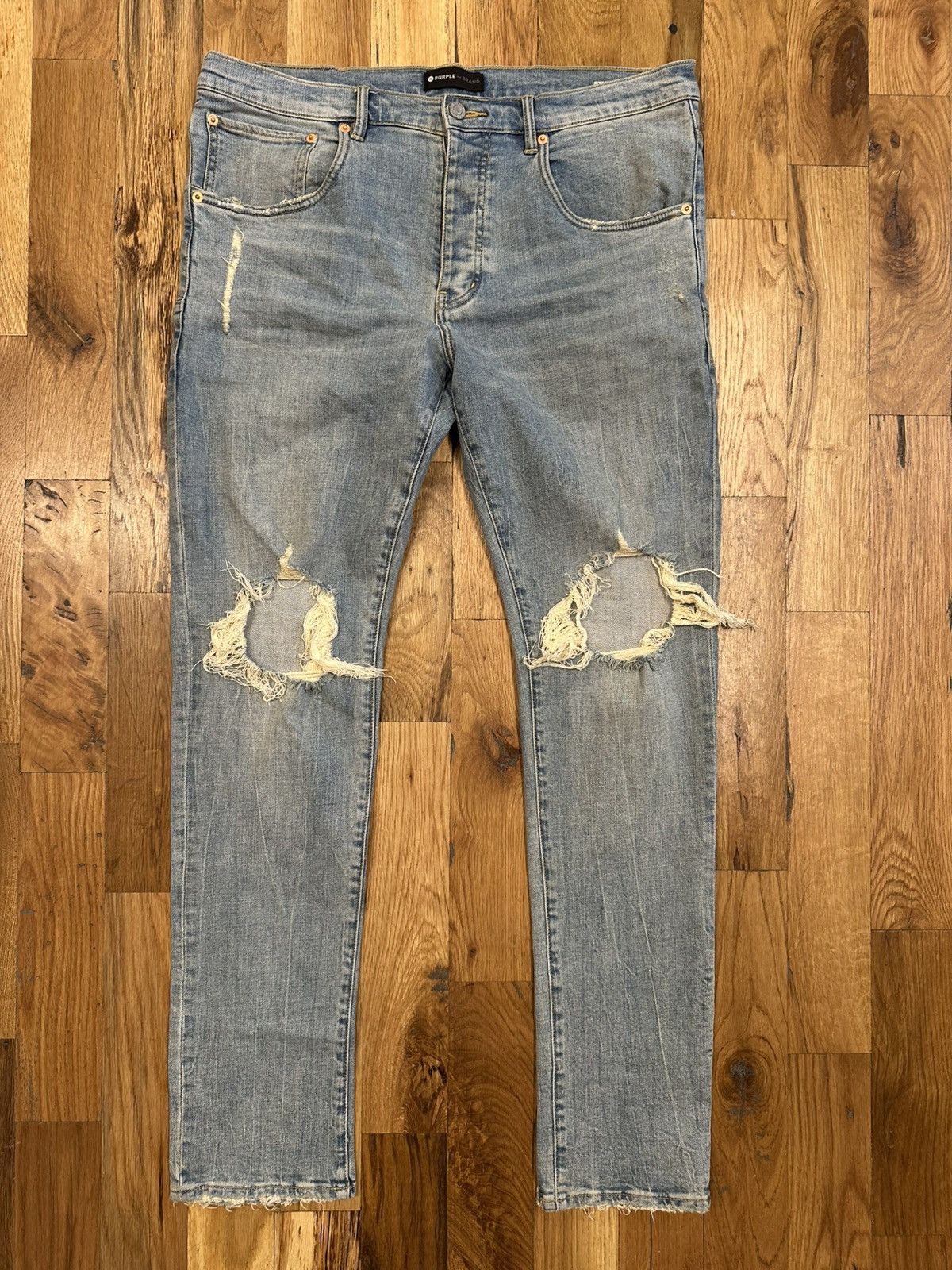 Purple Brand Purple Brand Knee Hole Blue Denim Jeans Size 36 Size US 36 / EU 52 - 1 Thumbnail