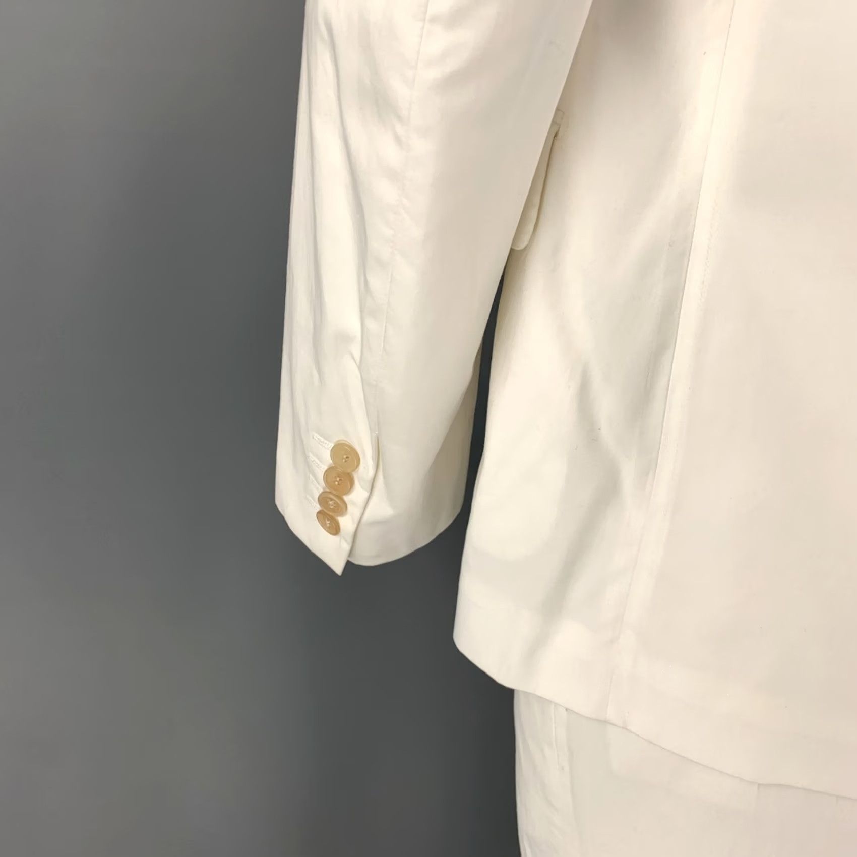 Lanvin LANVIN Sport Coat White Cotton Peak Lapel 40 Regular Men Shirt Jacket Size US XXS / EU 40 - 4 Thumbnail