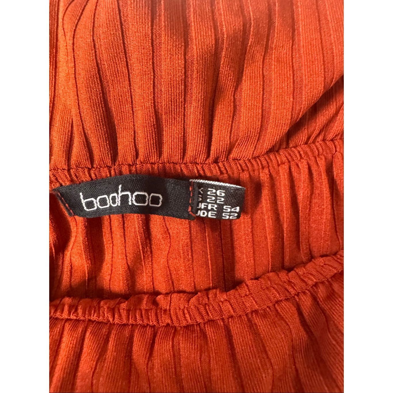 Boohoo Boohoo Ribbed Off Shoulder Long Sleeve Bodysuit Rust Orange Size XXL / US 16-18 / IT 52-54 - 6 Thumbnail