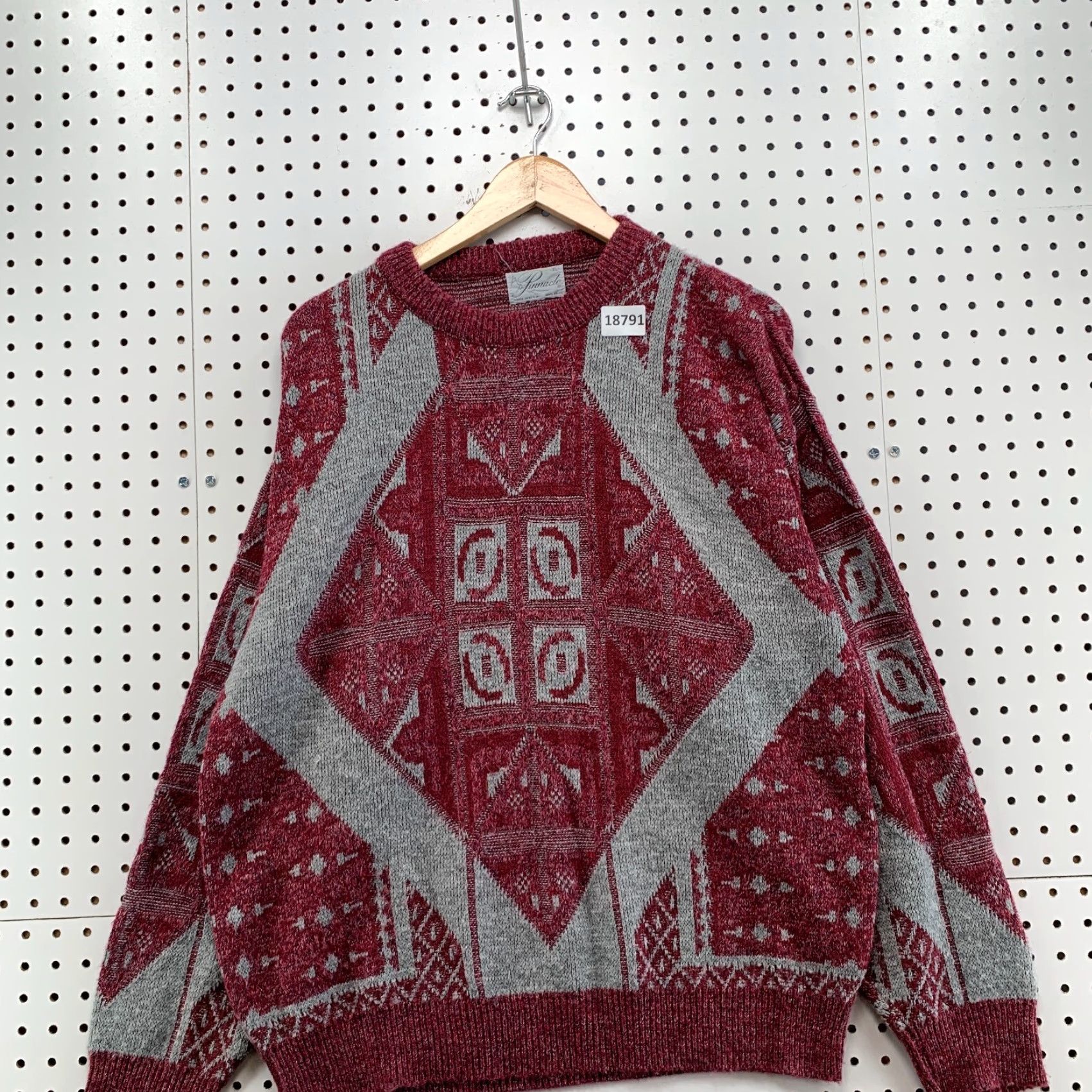 Vintage VINTAGE Pinnacle Knit Sweater Men XL Gray USA MADE Pullover Crew Neck Argyle/Diamond Knit Classic Size US XL / EU 56 / 4 - 7 Thumbnail