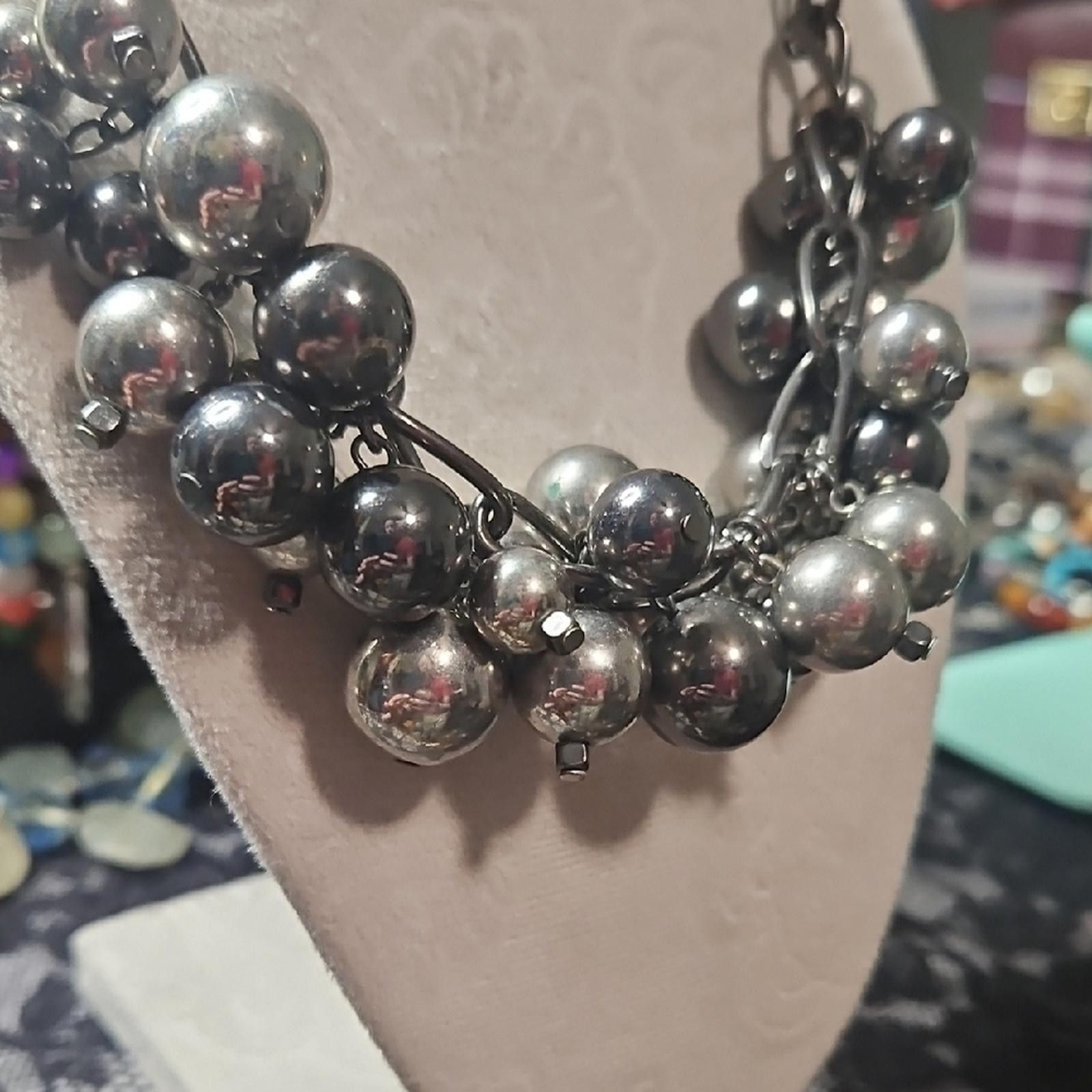 Other Elegant Silver Beaded Necklace Size ONE SIZE - 2 Thumbnail