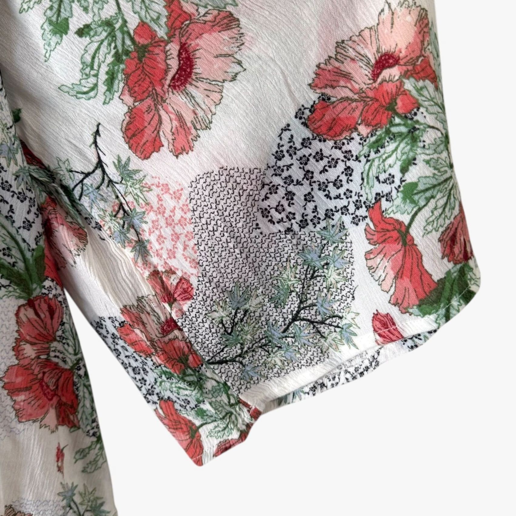 Style & Co VINTAGE Style & Co Floral Peasant Blouse White XL Bell Sleeve Tie-Neck Bohemian Womens Size XL / US 12-14 / IT 48-50 - 7 Thumbnail