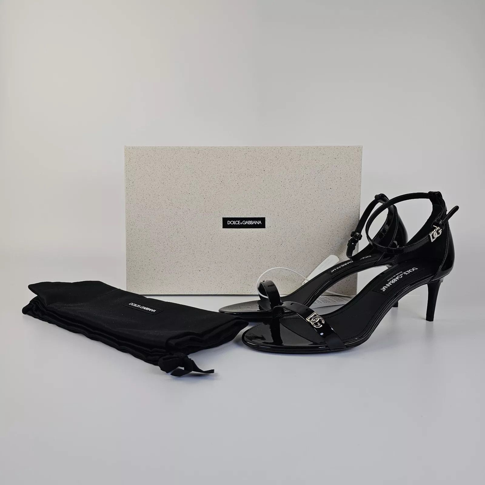 Dolce&Gabbana Keira 60mm Black Leather Sandals New