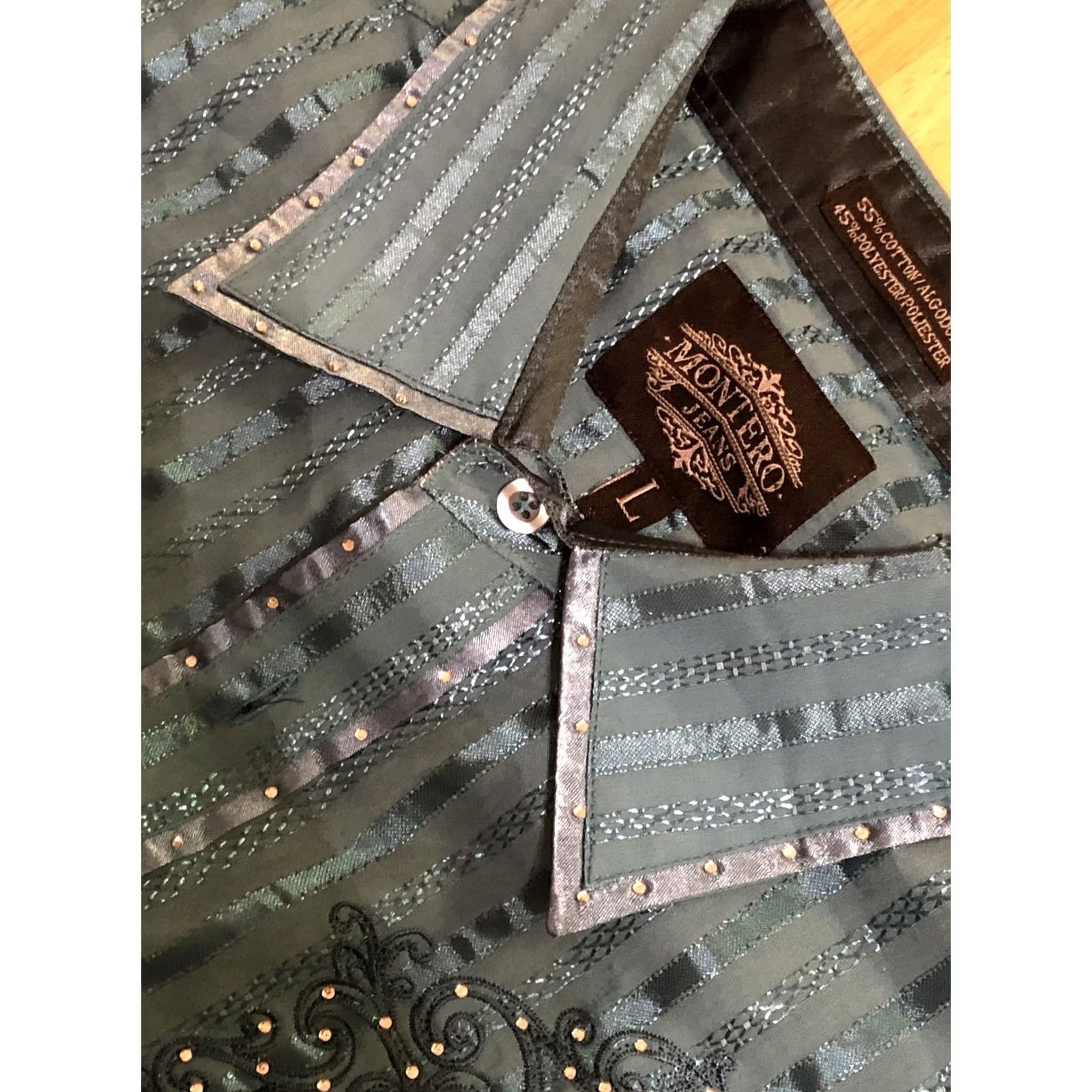 Vintage VINTAGE Montero Jeans Shirt Long Sleeve Button Western Style Embroidered Mens Sz L Size US L / EU 52-54 / 3 - 7 Thumbnail